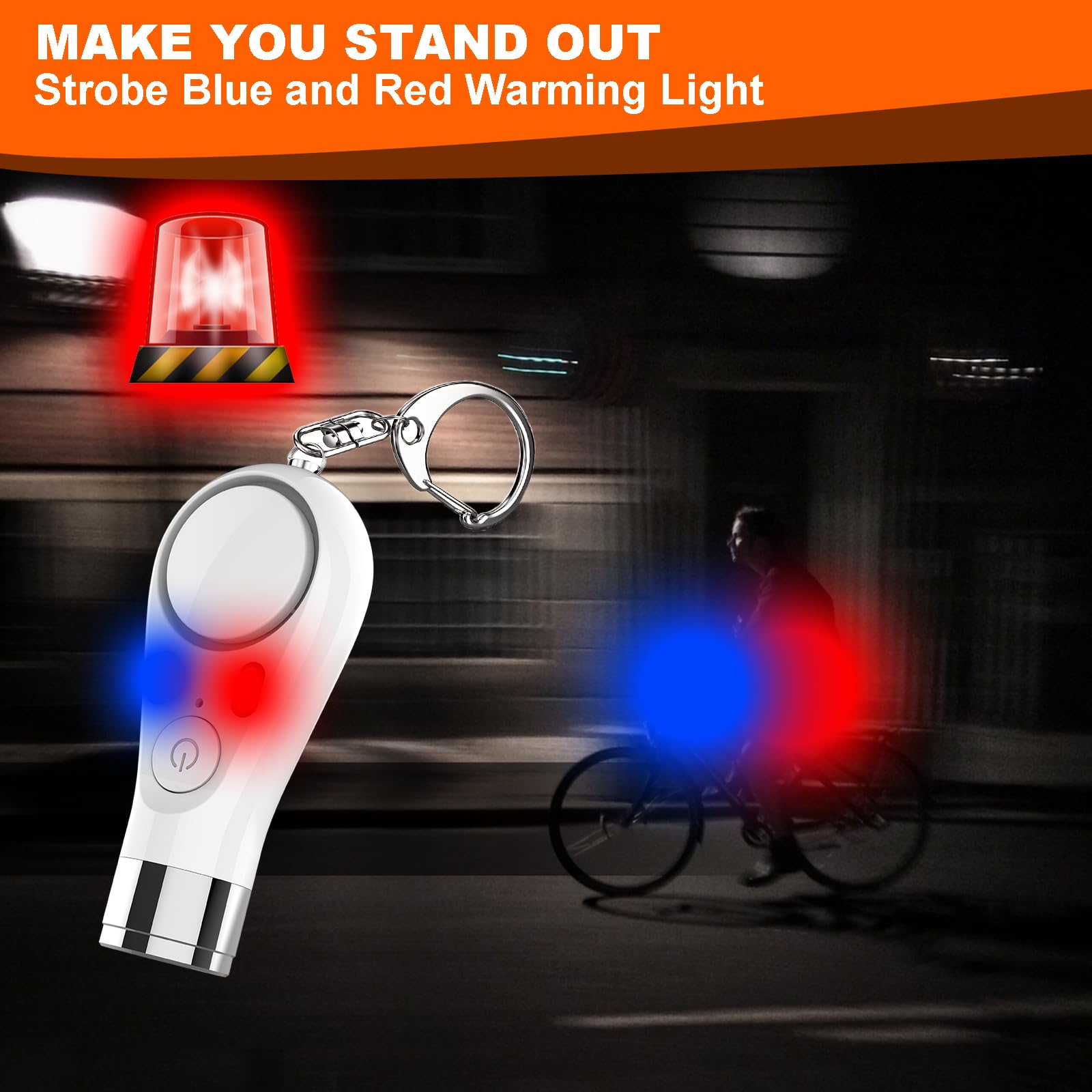 Fuvision Personal Keychain Alarm For Women,Safety Alarm For Kids,Adults,Seniors,135Db Siren Alarm Self Defense With Red And Blue Warming Lights,Sos Emergency And Strobe Led Flashlight(Pink) (White)