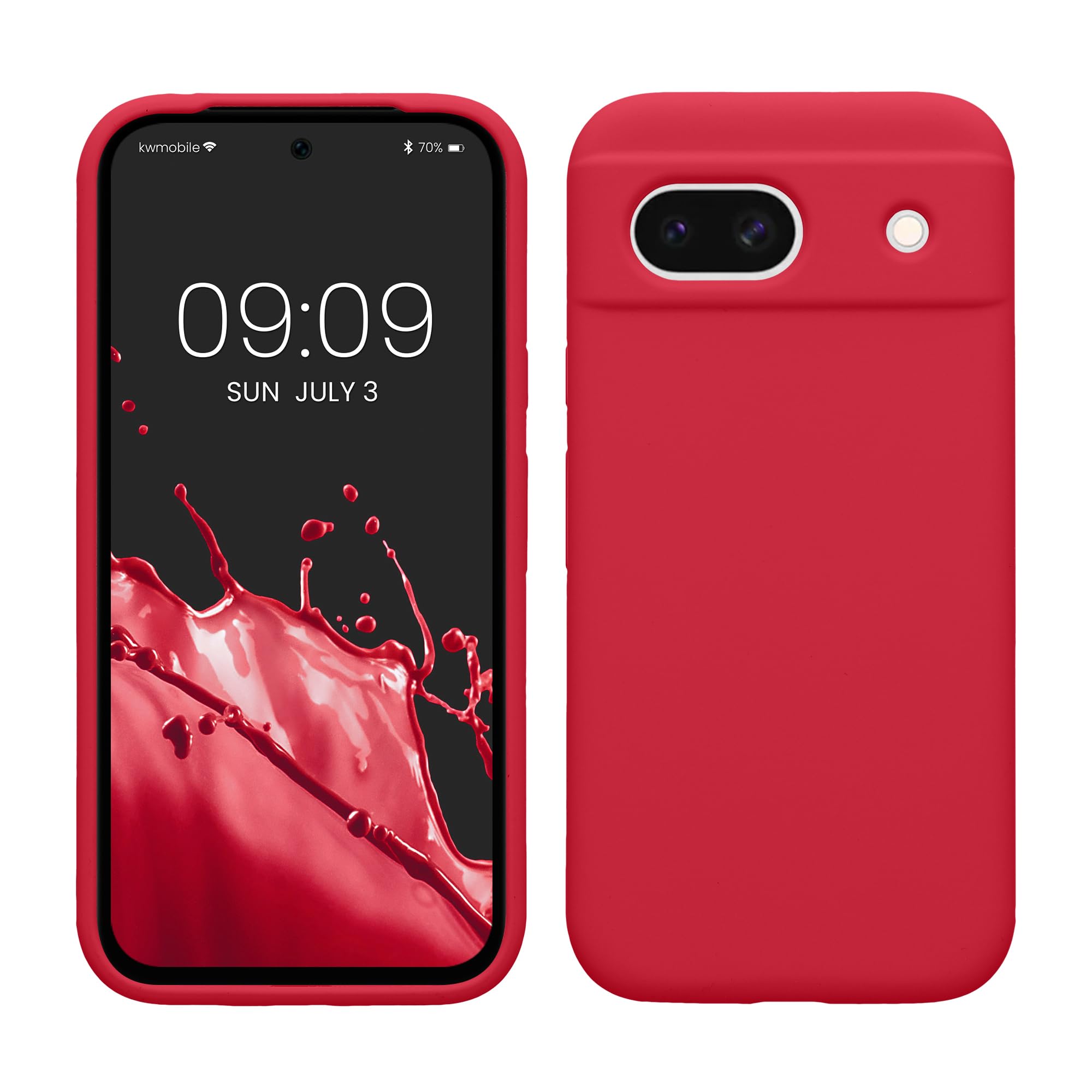 kwmobile Case Compatible with Google Pixel 8a Case - TPU Silicone Phone Cover with Soft Finish - Pomegranate Red