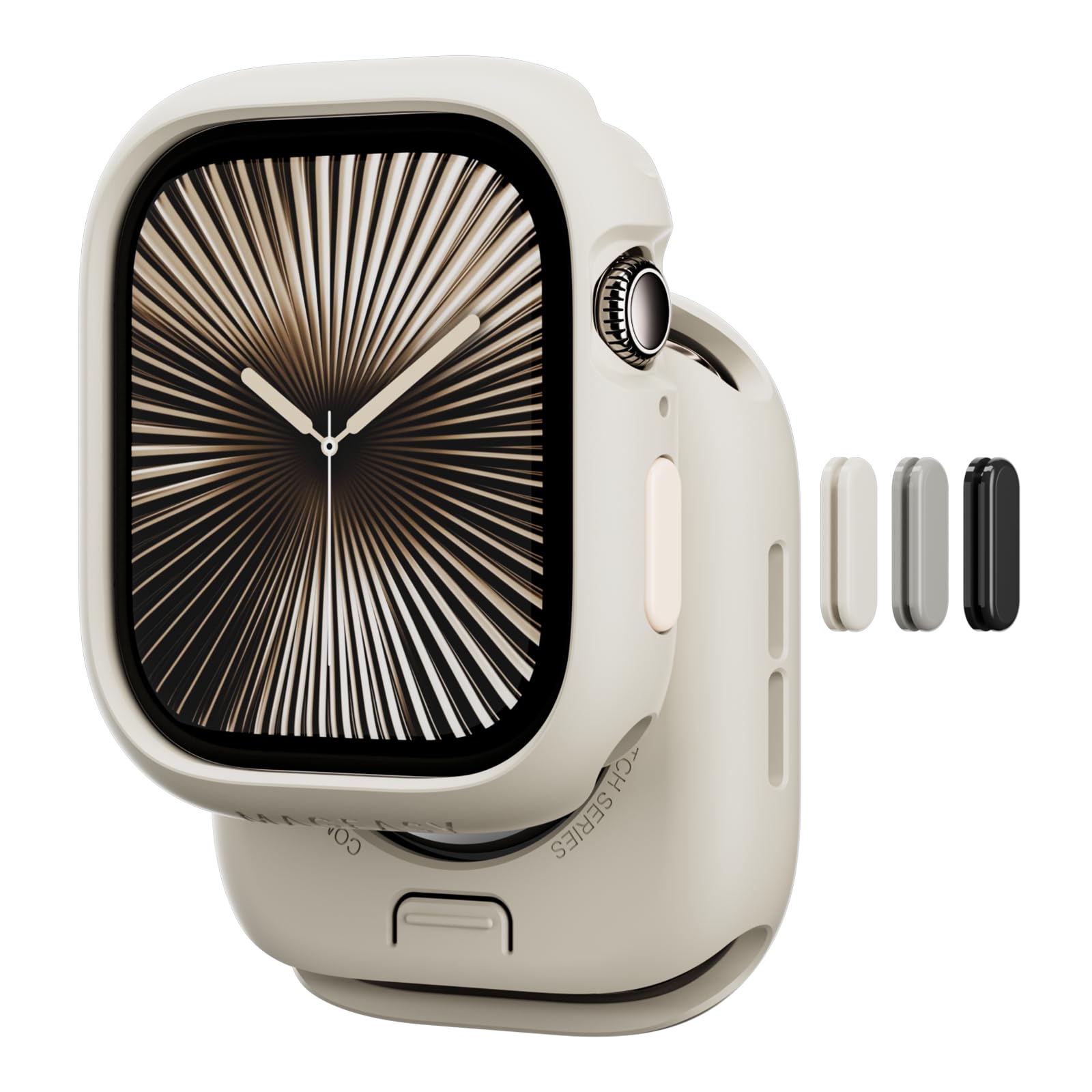 MAGEASY Designed for Apple Watch Series 11 Case 46mm | Shockproof Silicone Bumper with Customizable Buttons, Military Grade Dura