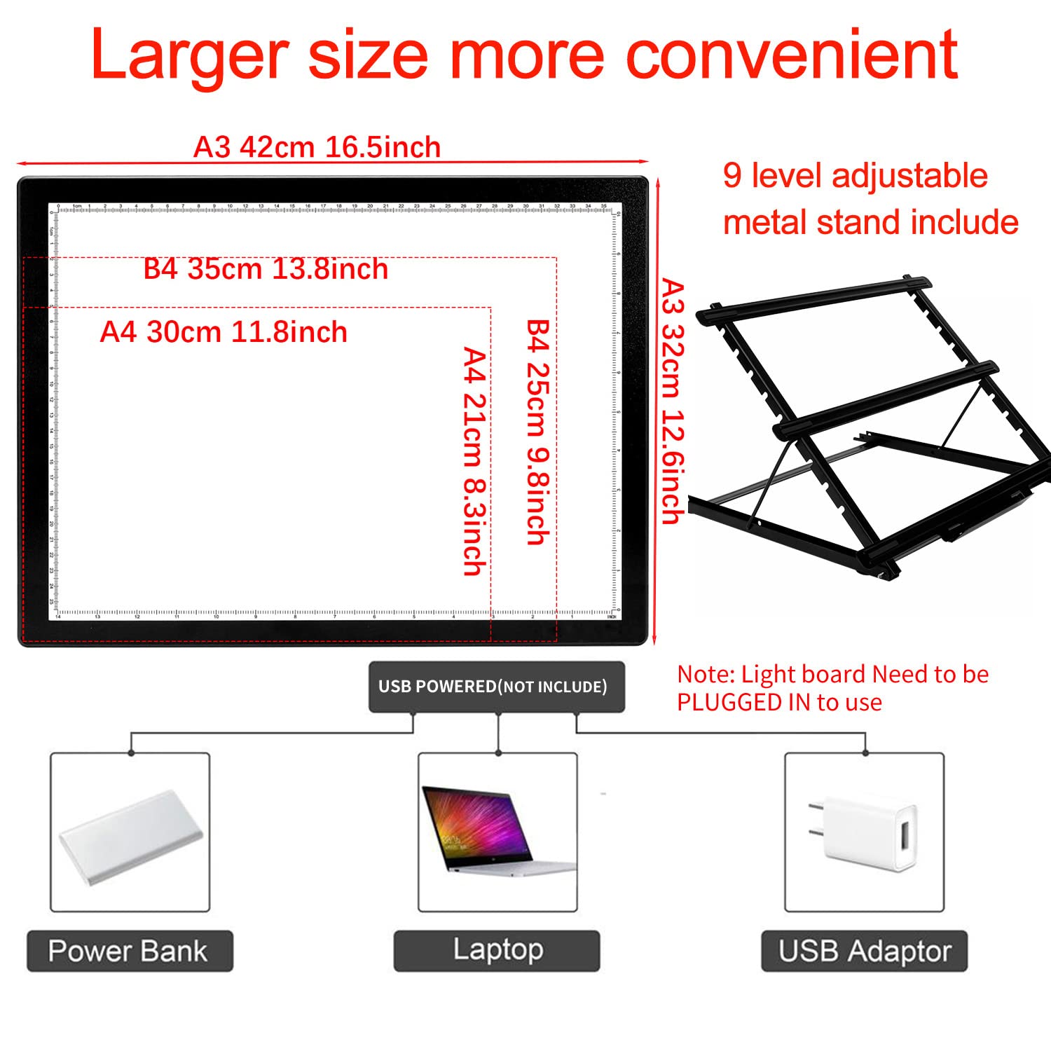 A3 Diamond Painting Light Pad With Stand, 2Nd Gen Tracing Light Board Drawing Light Box Anti Mistouch Physical Button Stepless D