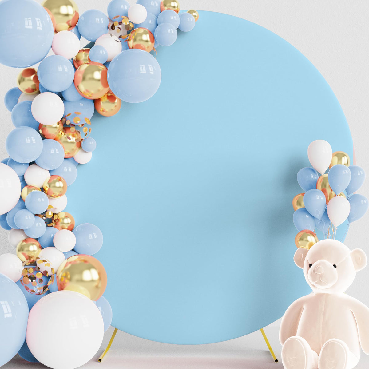 Wokceer 6Ft Round Backdrop Cover Round Arch Covers With Buckles Polyster Dusty Blue Circle Balloon Arch Cover For Wedding Birthd