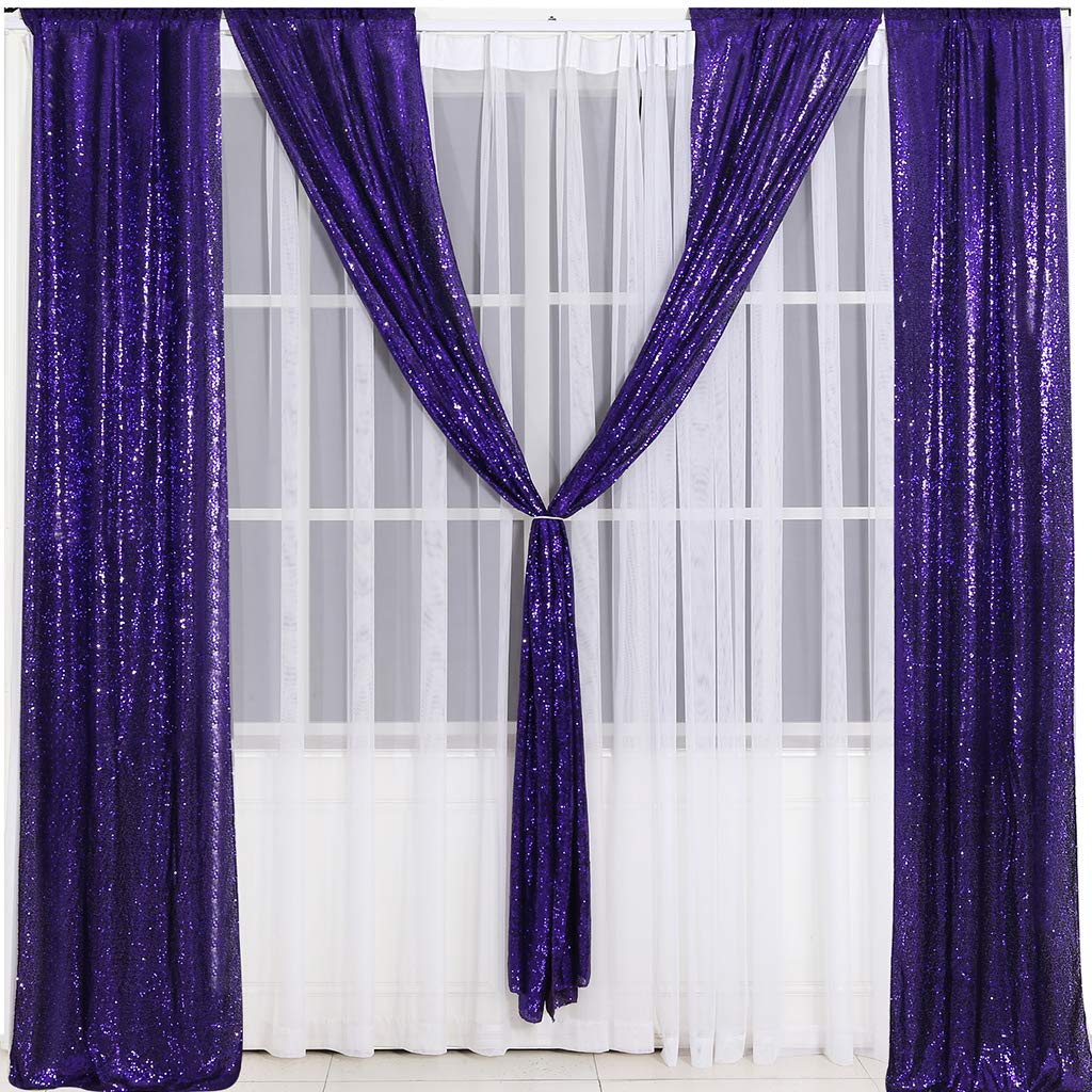 Eternal Beauty Halloween Backdrop Sequin Backdrop Curtains For Wedding Party Decor,Christmas Backdrop Curtain (2 Pack, W3Ft X H7