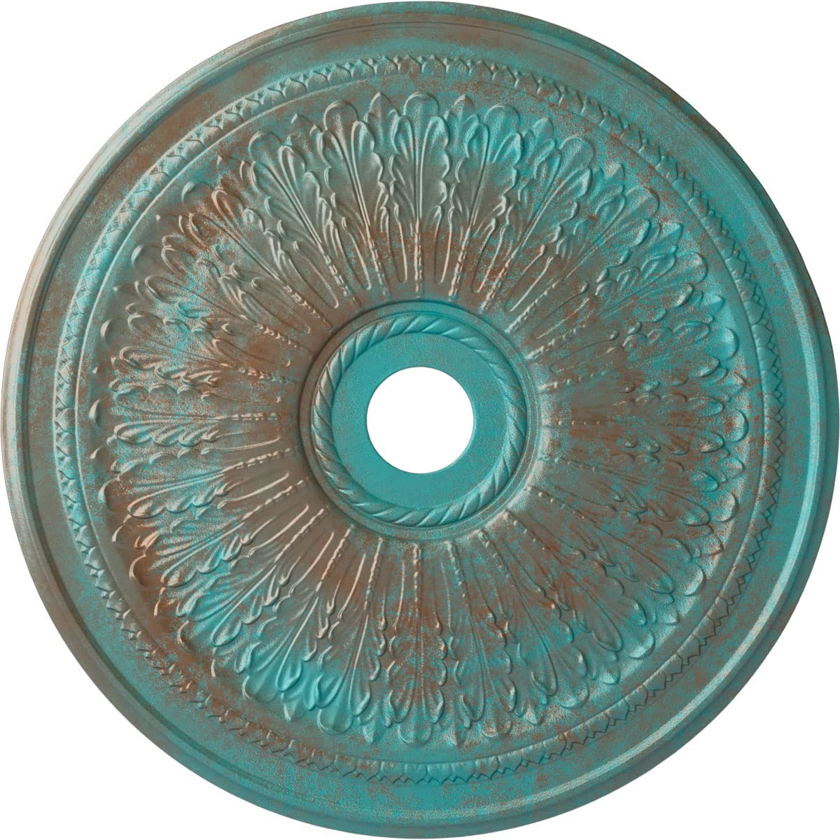 Ekena Millwork Cm29Oacgs Oakleaf Ceiling Medallion, 29 1/8''Od X 3 5/8''Id X 1''P, Hand Painted Copper Green Patina