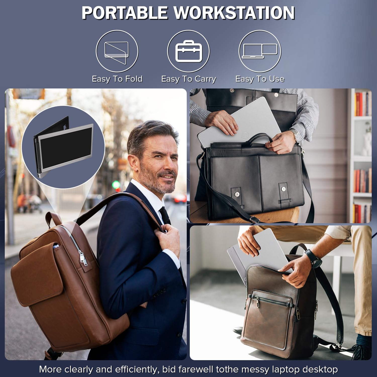 Copgain Laptop Screen Extender Monitor Triple Portable Monitor For Laptop 14 Inch 1080P Fhd Ips Laptop Monitor Extender Plug And