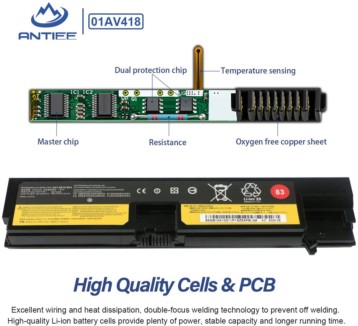 Antiee 01Av418 Laptop Battery Replacement For Lenovo Thinkpad E570 E570C E575 Series 01Av417 Sb10K97574 01Av414 Sb10K97571 Sb10K