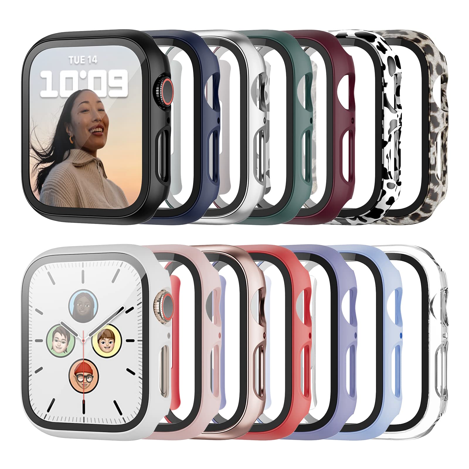 Haojavo 14 Pack Case For Apple Watch Series 3 2 1 42Mm With Tempered Glass Screen Protector, Full Hard Ultra Thin Scratch Resist