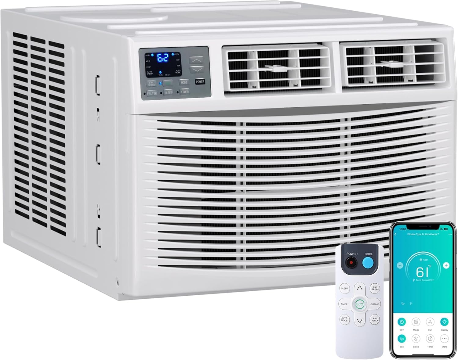 Window Air Conditioner, 18000 BTU 7-in-1 Smart Inverter Window AC Unit, Cool Heat Fan & Dry 208/230V Alexa & Wifi Up to 750 Sq f