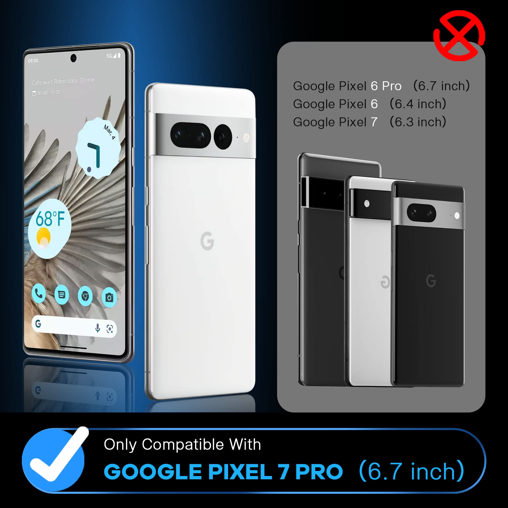 [3 Pack] Fangtian 3D Curved For Pixel 7 Pro Screen Protector Tempered Glass, 9H Glass For Google Pixel 7 Pro 6.7Inch  [Fingerpri