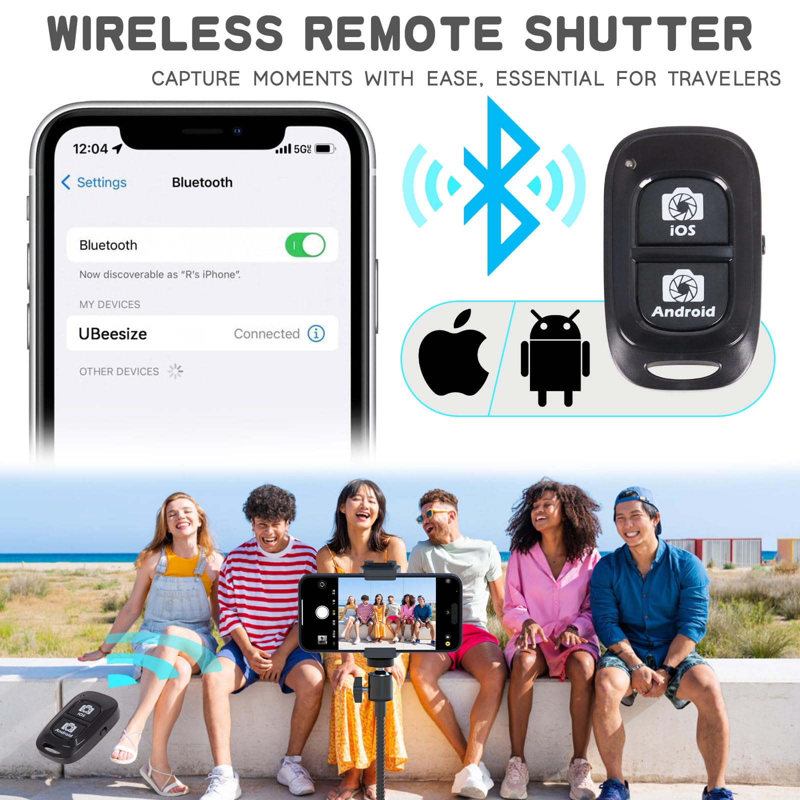 Ubeesize 92 Cell Phone Tripod Stand With 16.5 Gooseneck And Remote, Overhead Tripod With Adjustable 360Ball Head & Phone Holder