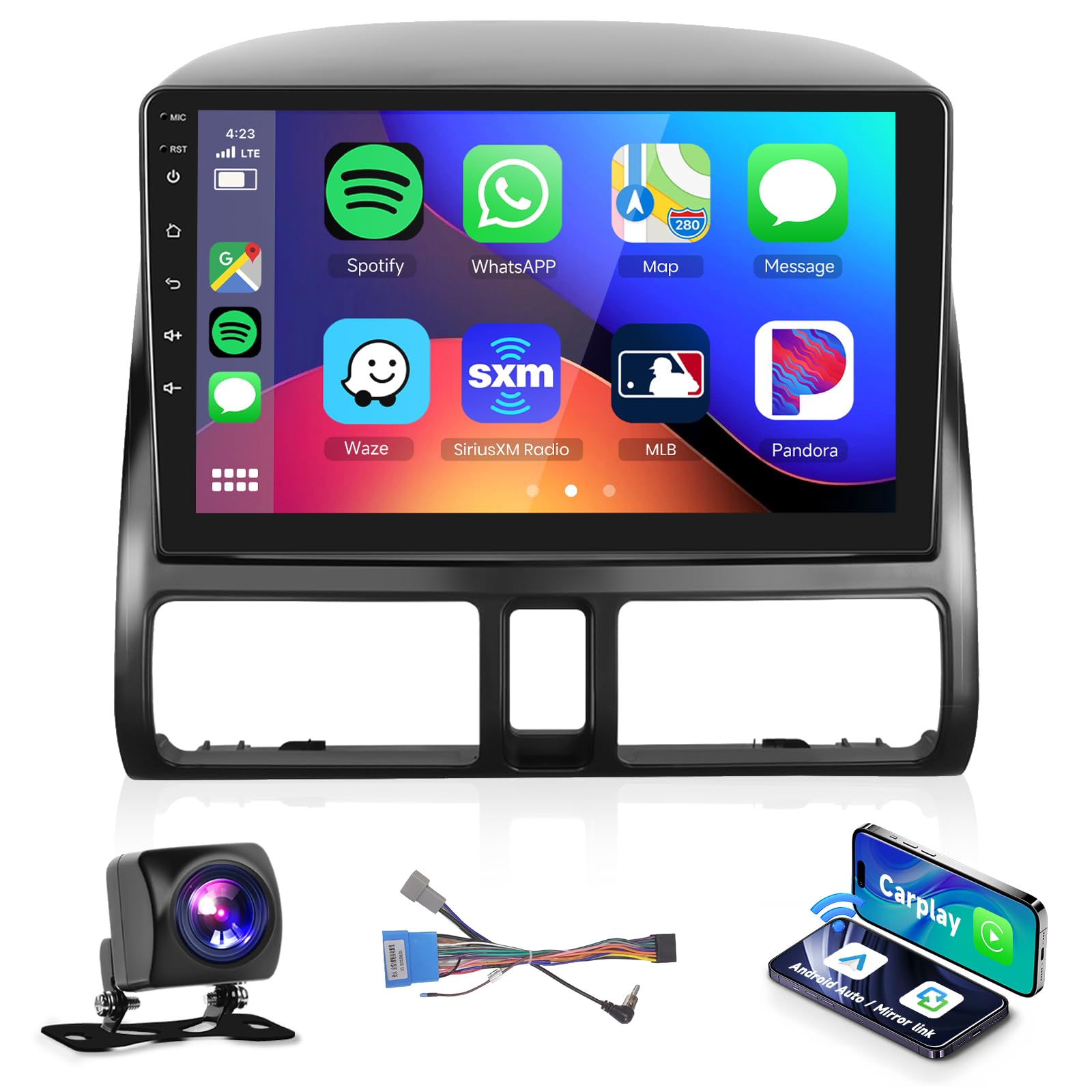 Car Stereo Radio For Honda Crv 2002 2003 2004 2005 2006 With Wireless Carplay Android Auto Podofo 9Inch 1080P Ips Touch Screen Bluetooth Car Radio With Gps Wifi Hifi/16Eq Fm/Rds Ahd Backup Camera