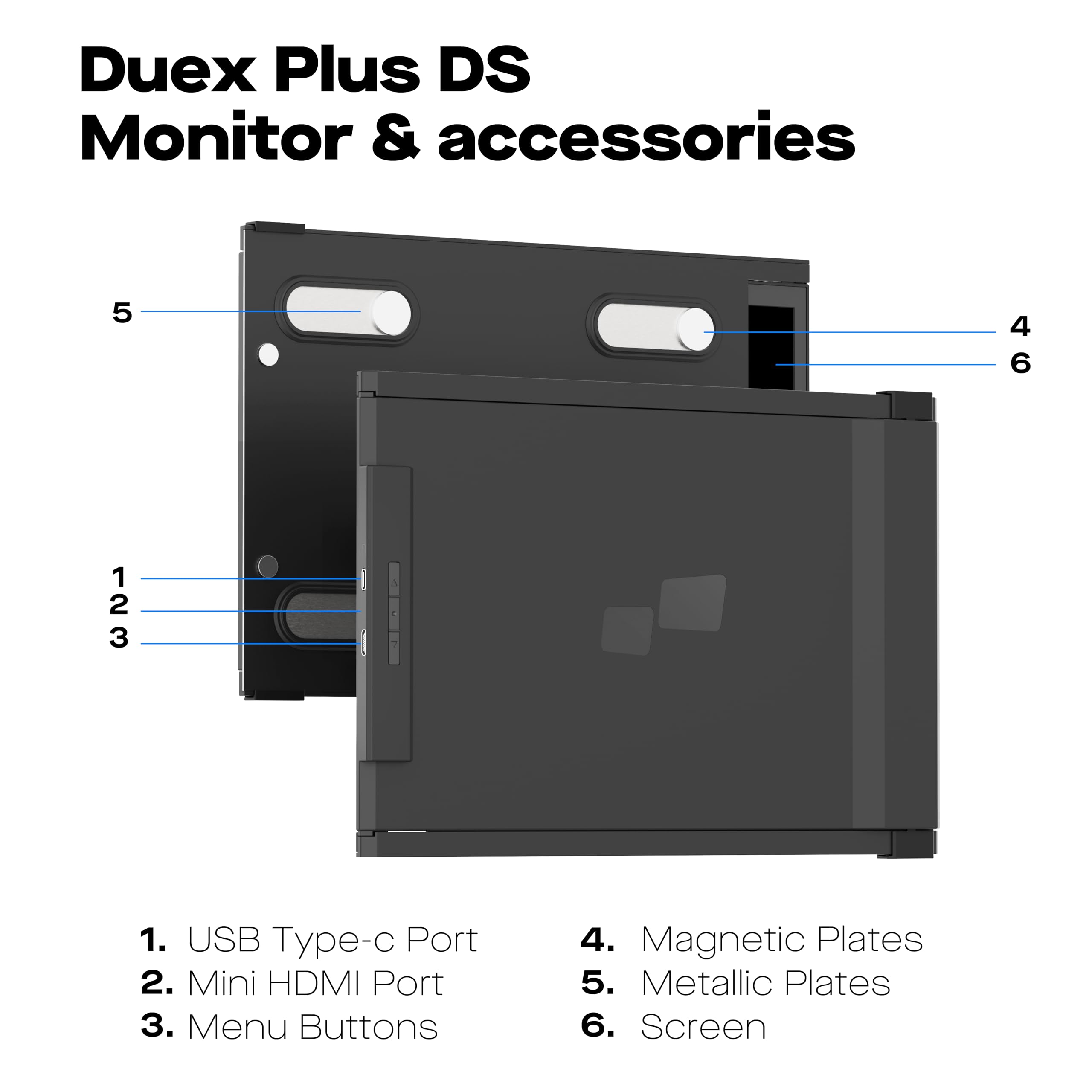 Duex Plus Ds 2024 Mobile Pixels 13.3'' Full Hd Ips 1080P Portable Monitor, Laptop Screen Extender, Type C/Hdmi Plug And Play, Su