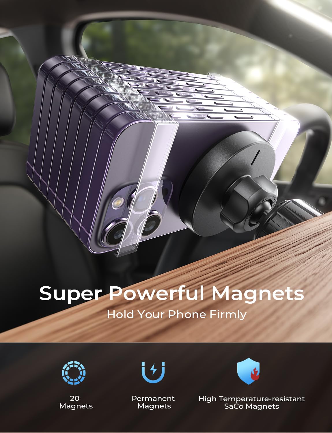 Lisen For Magsafe Car Mount Charger 360 Rotatable, 2024 Newe Car Holder, Wireless Magnetic Car Charger, Universal Magsafe Chargi