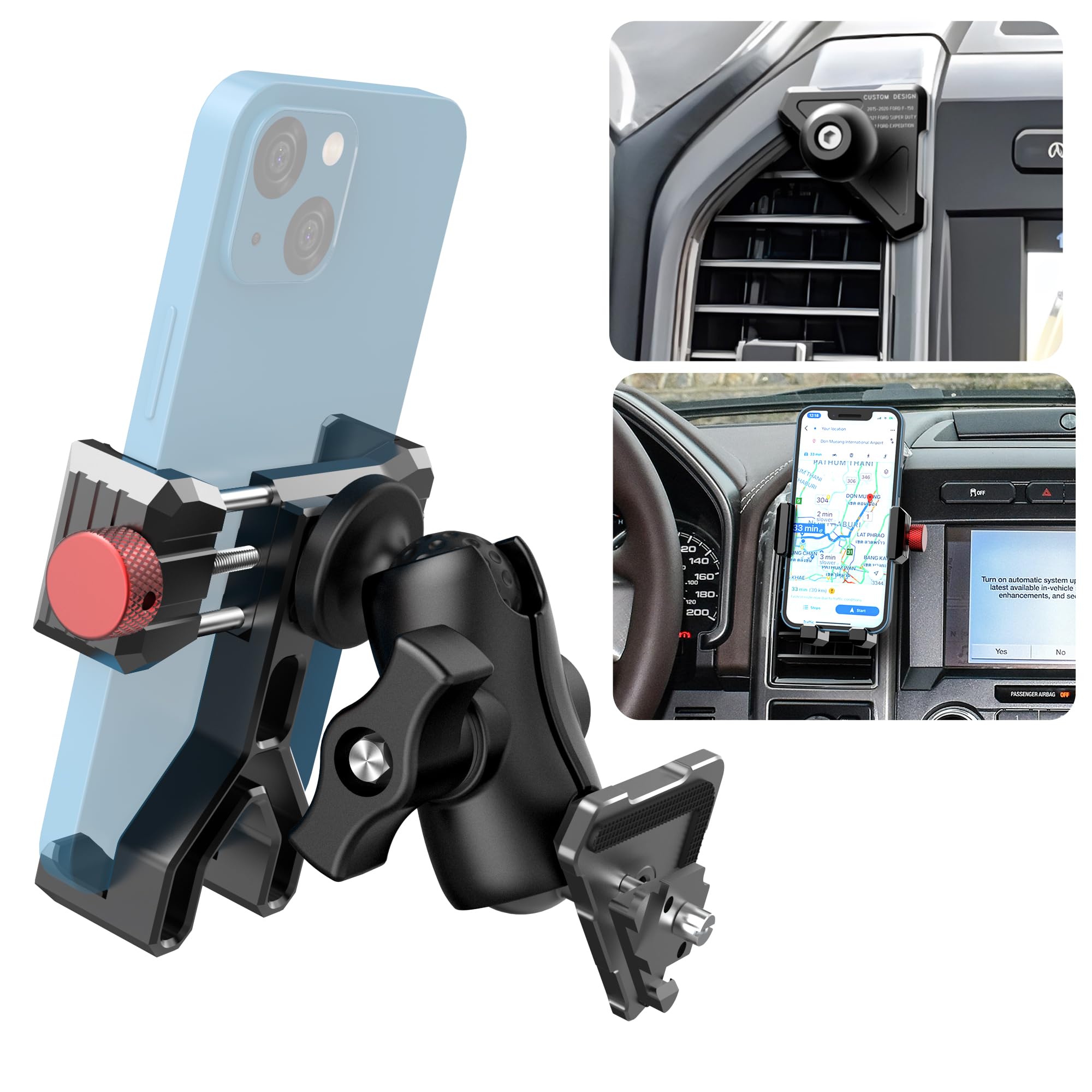Easeord Phone Mount Compatible With Ford F-150 2015-2020, Expedition 2018-2021, Super Duty 2017-2021, 360 Rotation Aluminum F150