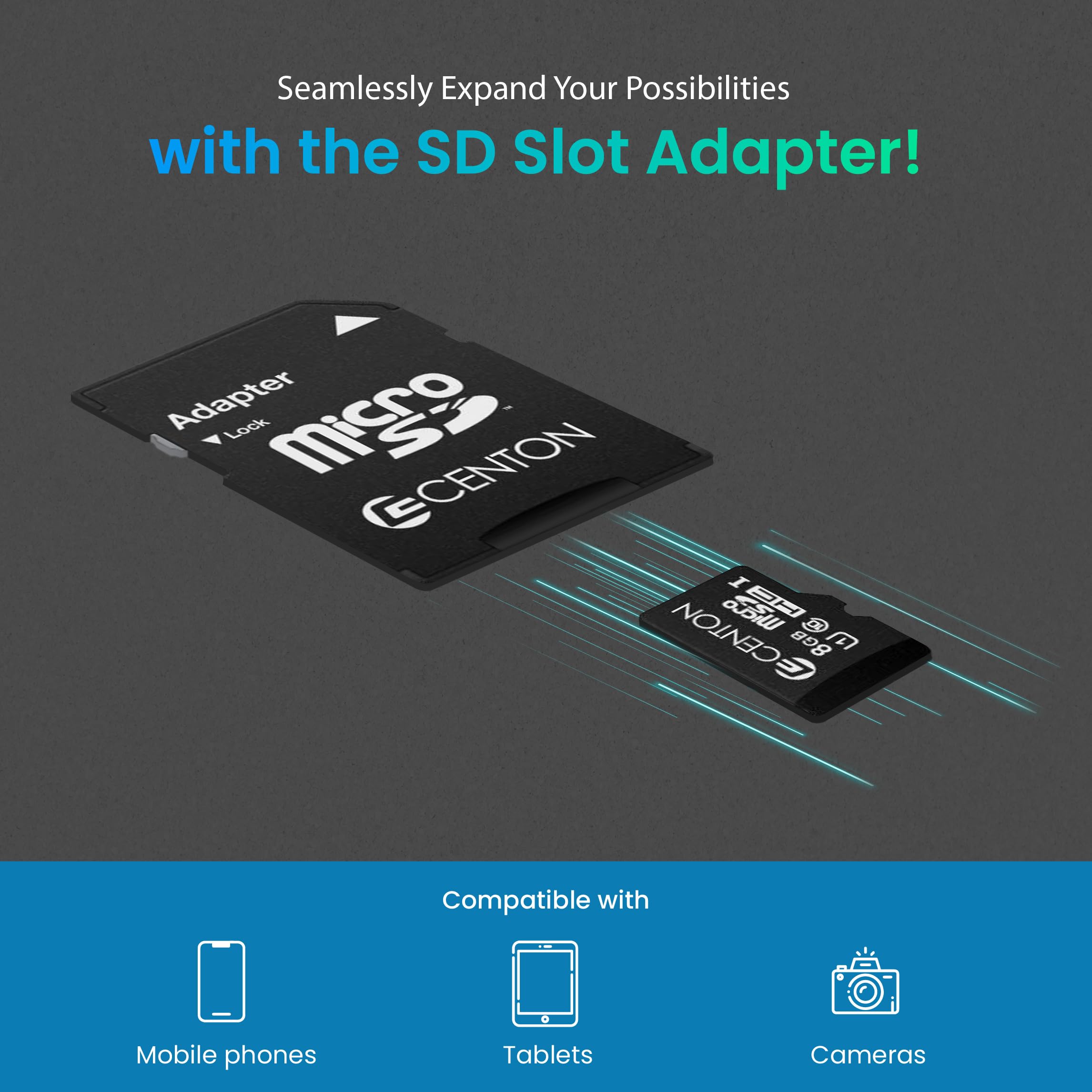Centon S1-Msdhu1-8G-5-B Mp Essential Micro Sdhc Card, Uhs1, 8Gb 5 Pack W/Adapter