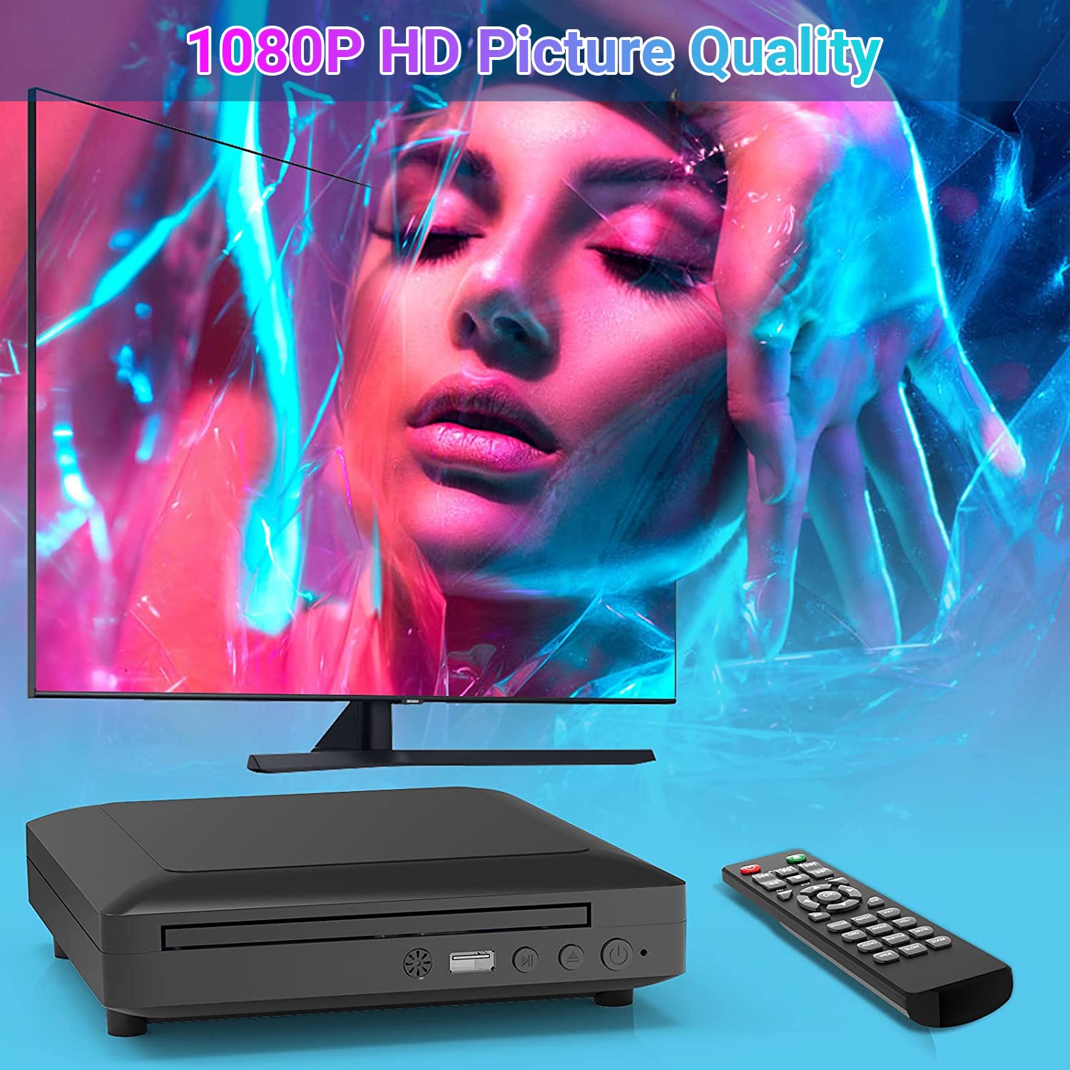 Mini Dvd Player For Tv, Region Free Hd 1080P Supported With Hdmi/Av Cables, Usb Input, Contain Remote Control For Dvd Player, Su