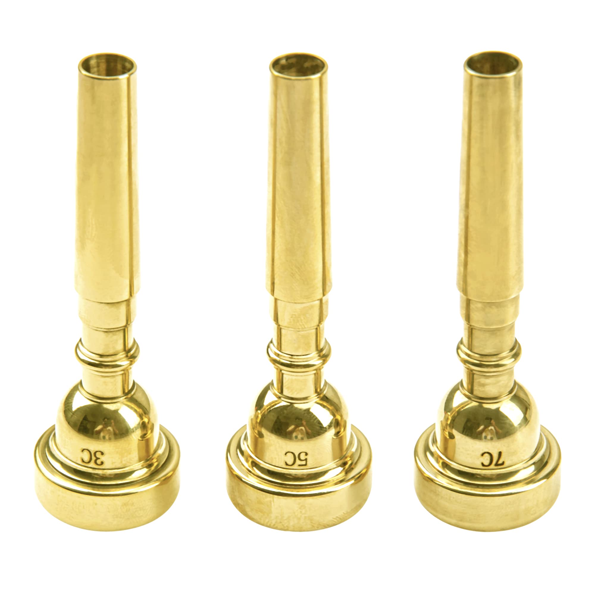 3Pcs Yootones Trumpet Mouthpiece 7C 5C 3C Trumpet Mouthpiece Set For Beginners And Professional Players (Gold)