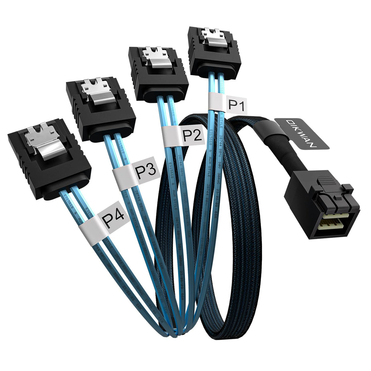 Oikwan Internal Mini Sas To Sata Cable, Sff 8643 To Sata Forward Breakout Compatible With Raid Controller Hard Drive (3.3Ft)