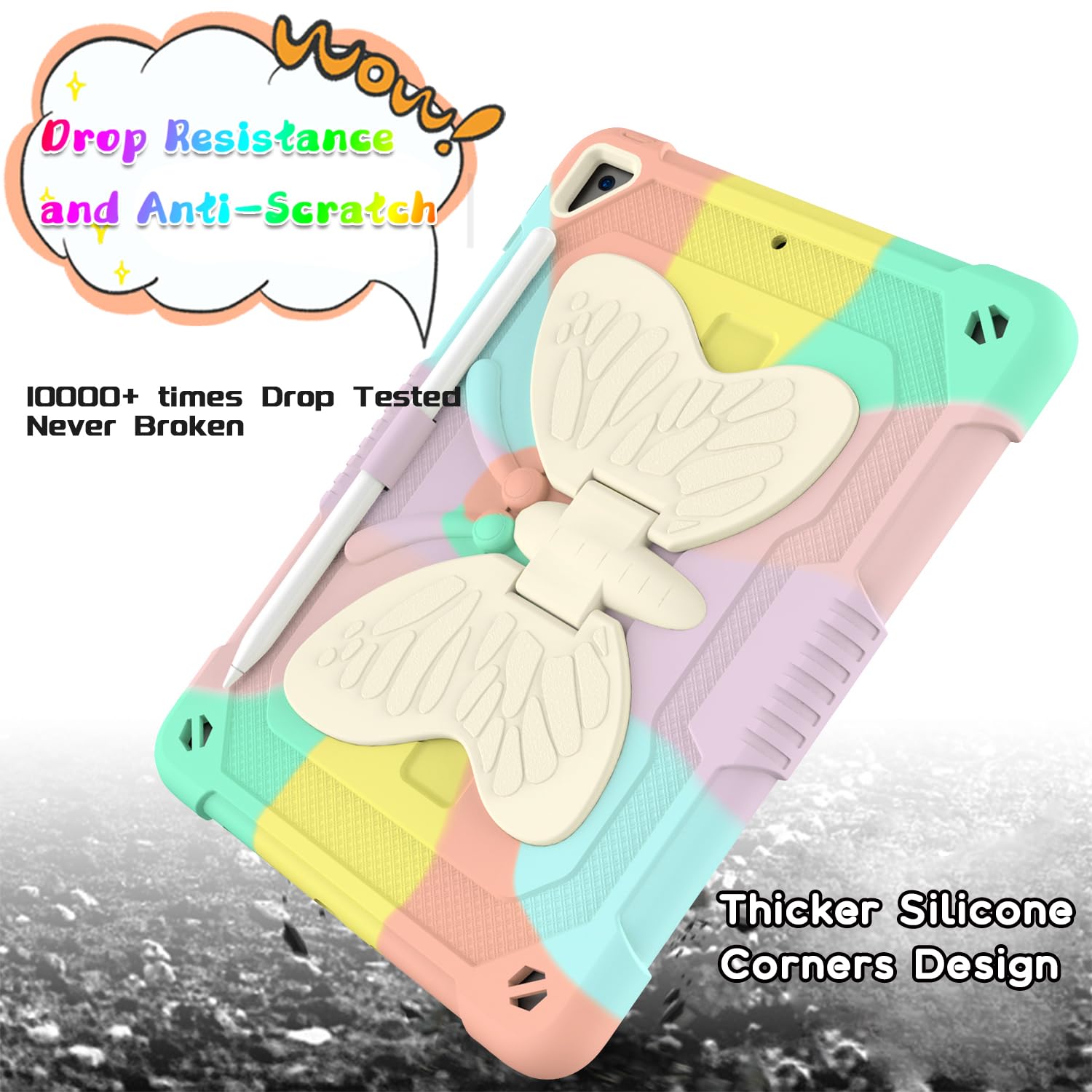 Dreamerx Kids Case For Ipad 9.7'' 2018 2017/Ipad Air 2/Pro 9.7   Shockproof Rugged Butterfly Ipad Case 6Th Generation/5Th Gen Wi