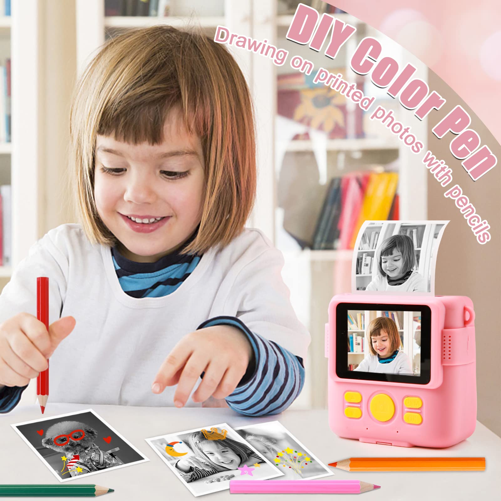 5 Rolls Print Paper For Weefun Instant Print Camera Kids Camera 1080P Hd Digital Camera To Age 6 12 Boys And Girls Birthday Gift