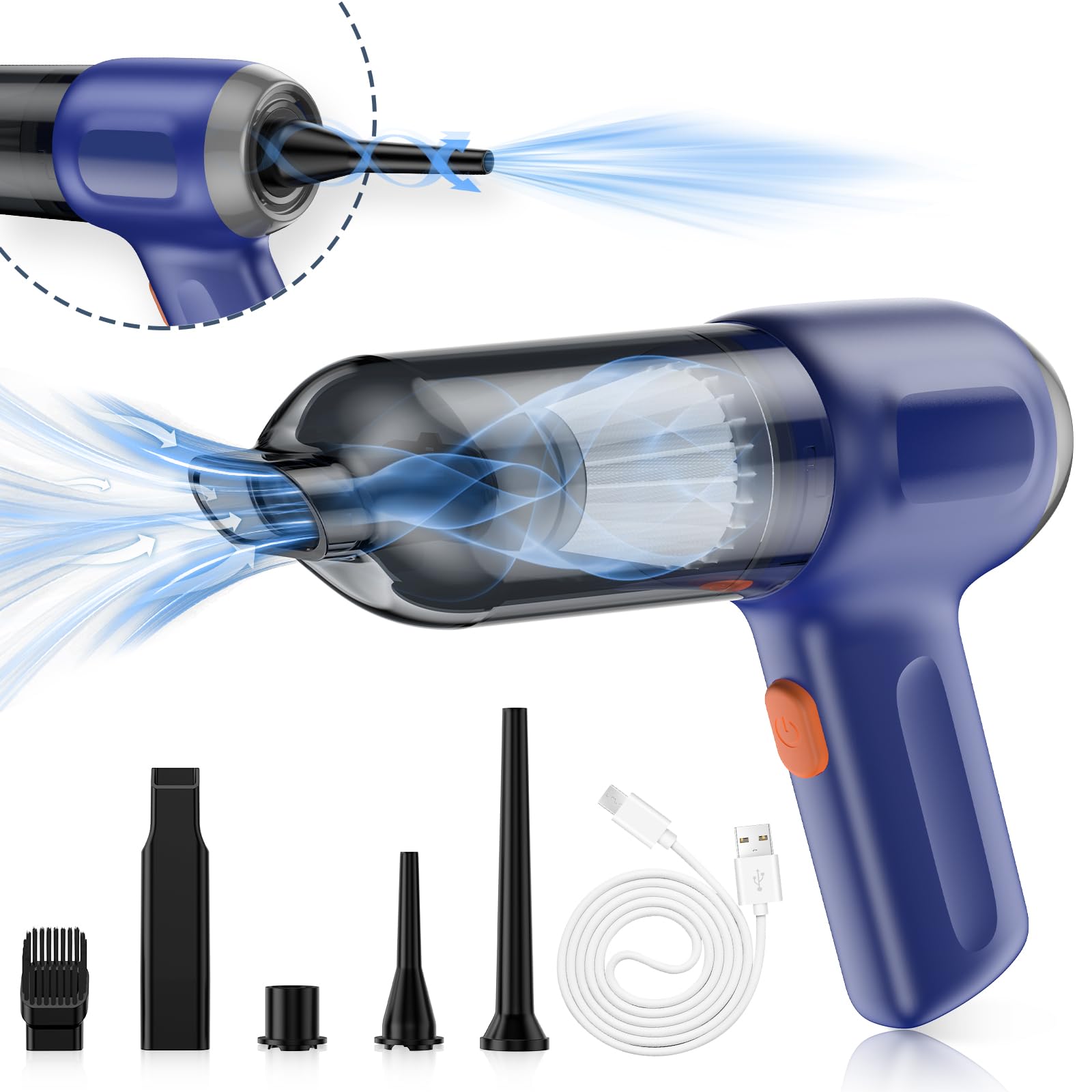 Fanisic Mini Vacuum, Wireless Handheld Car Vacuum Cleaner Rechargeable, 8000Pa Strong Suction, 3 In1 Dust Buster & Air Blower &
