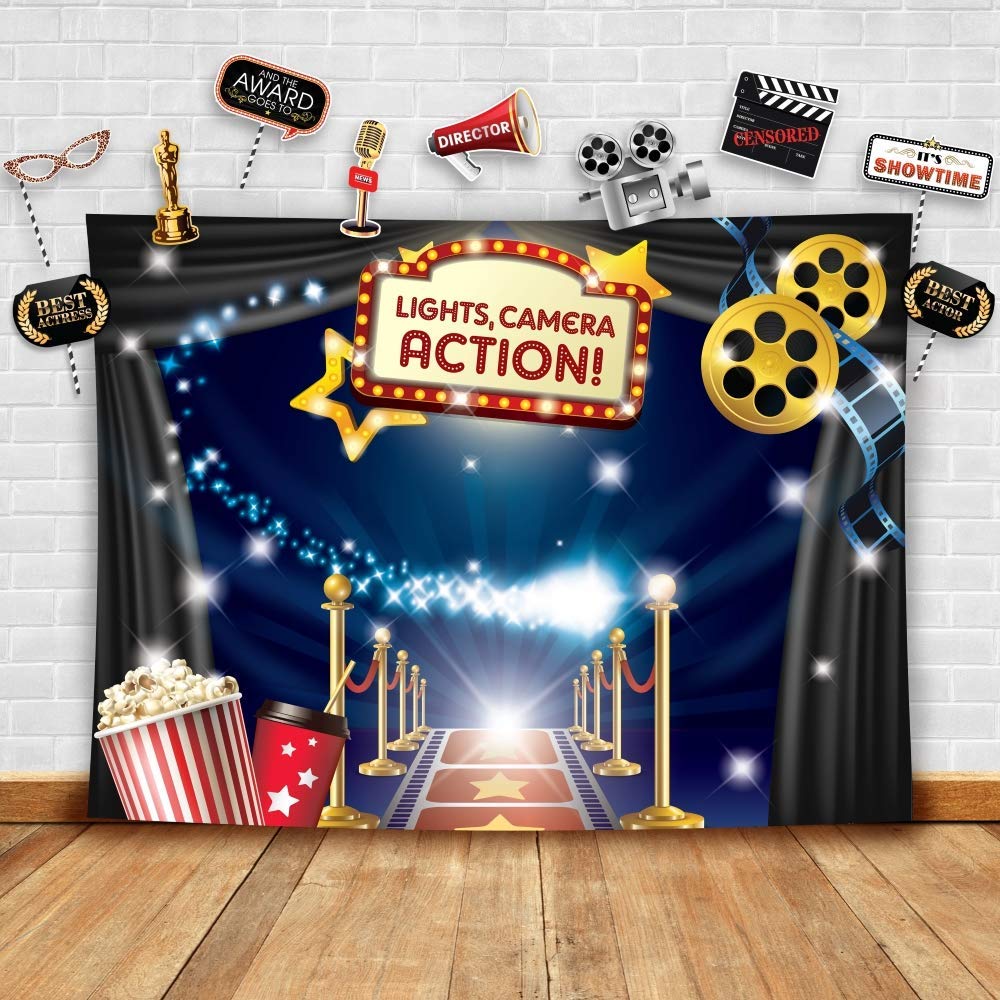 Hollywood   Movie Theme Photography Backdrop And Studio Props Diy Kit. Great As Dress Up And Awards Night Ceremony Photo Booth B