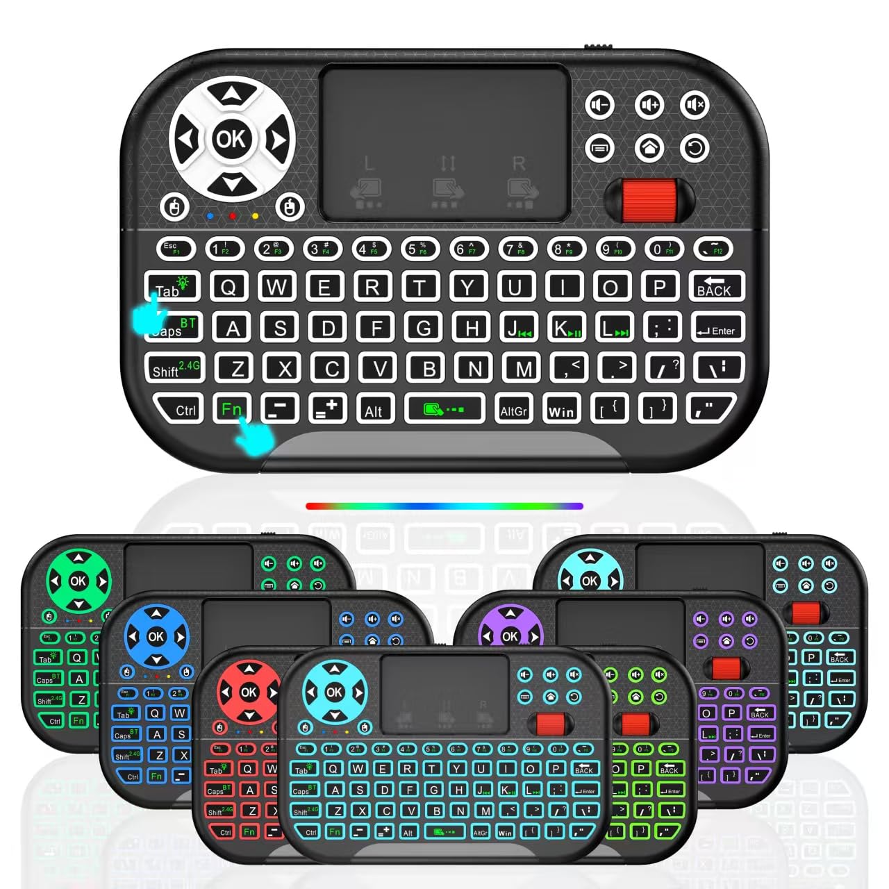 M2 Mini Wireless Keyboard,BT+2.4G Mode with Touchpad Mouse for TV Box