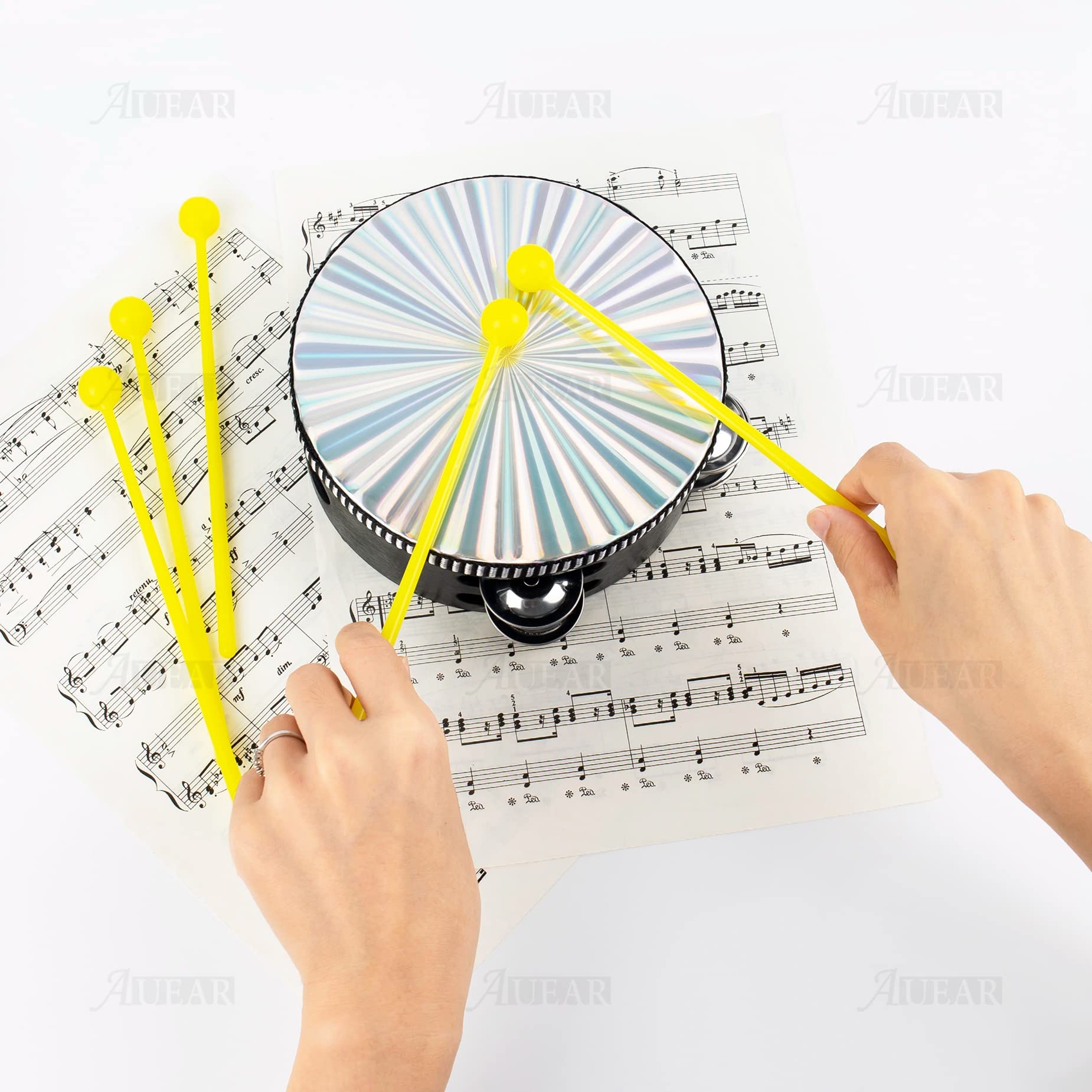 Auear, 10 Pack Plastic Bell Mallets Solid Drum Percussion Sticks Hammer For Drum Chime Xylophone Yellow