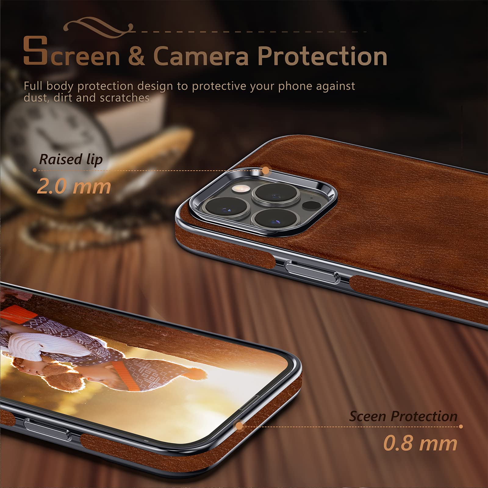 Lohasic Case For Iphone 14 Pro Max, Classic Leather With Soft Microfiber Lining Inner Cover Shockproof Magnetic Cases Compatible