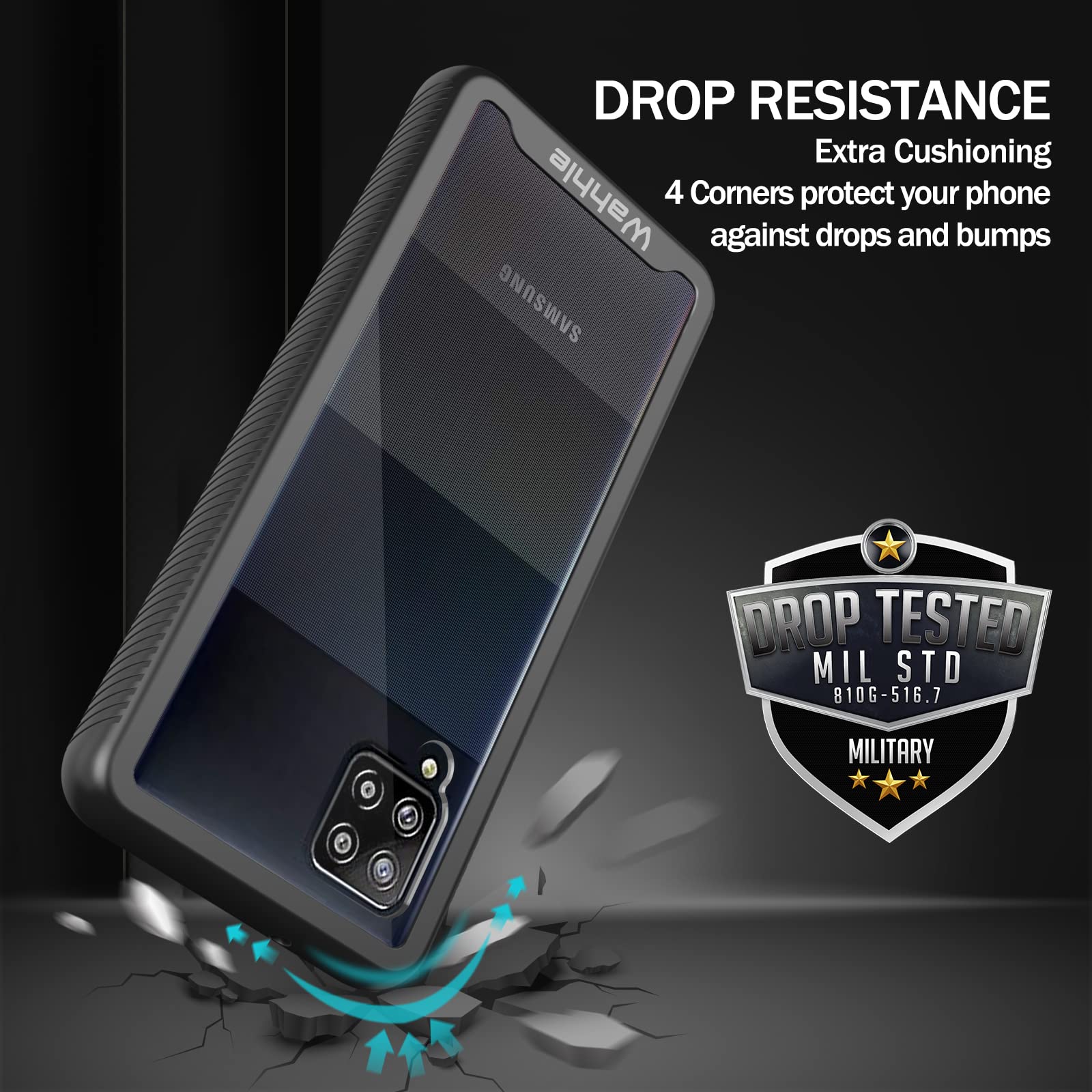 Wahhle Compatible With Samsung Galaxy A42 5G Case, Built In Screen Protector Full Body Shockproof Slim Fit Bumper Protective Pho