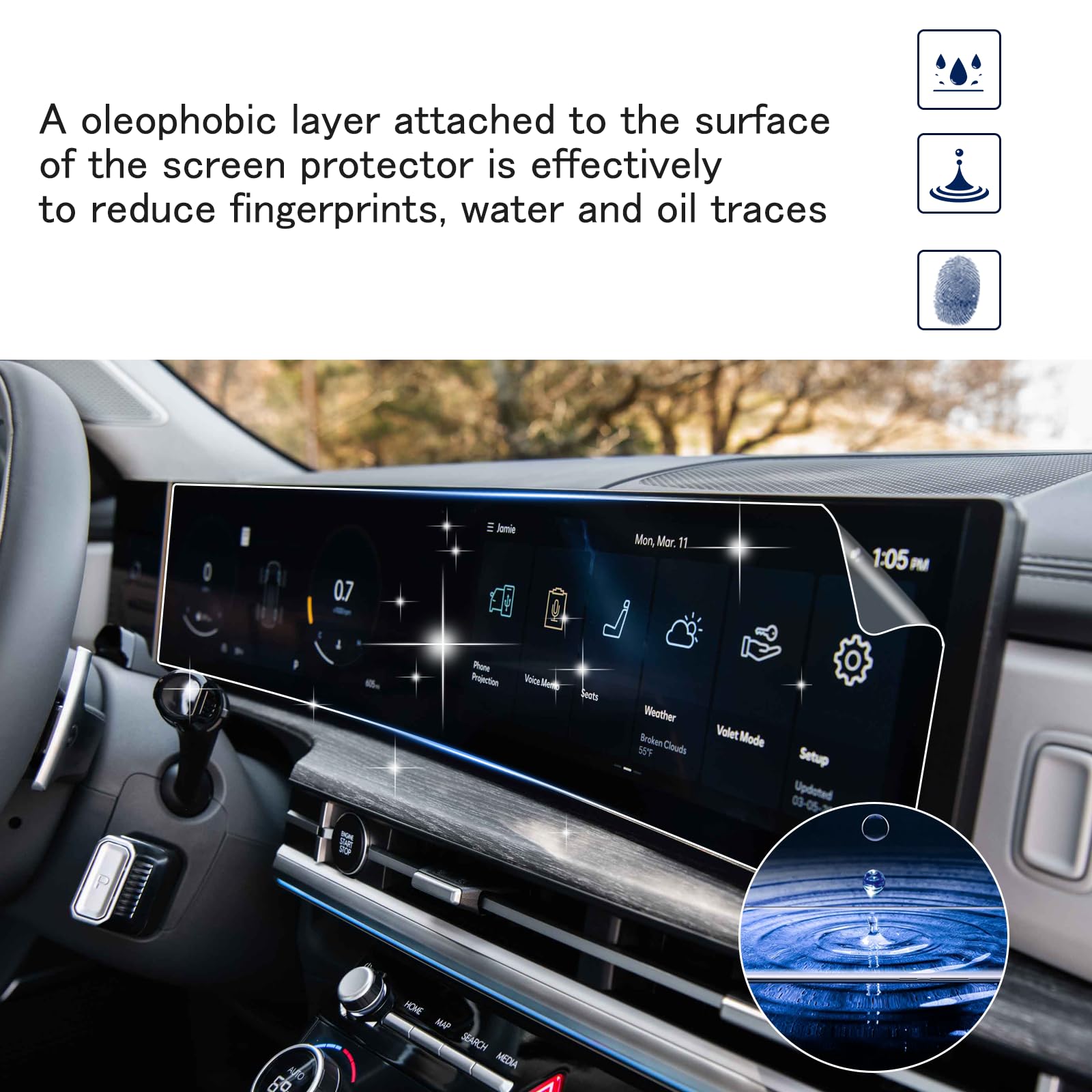 Shaohao For 2024 Hyundai Santa Fe Screen Protector Santa Fe Accessories 2024 Santa Fe (Se, Sel, Xrt, Limited, Calligraphy) 12.3 Inch Center Control Screen Hd Clear Dual Screen Protective Film 2Pcs