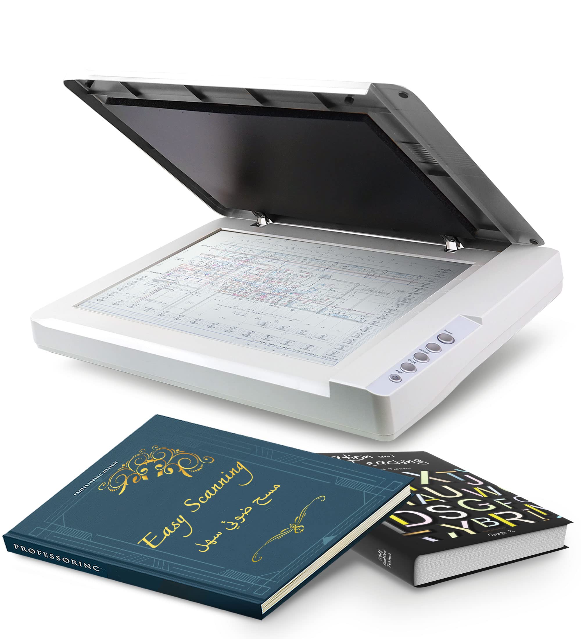 Plustek OS1180 - Flat Scanner for Graphics and Documents in A3 Format, Design Suitable for Libraries, Schools or Small Offices -