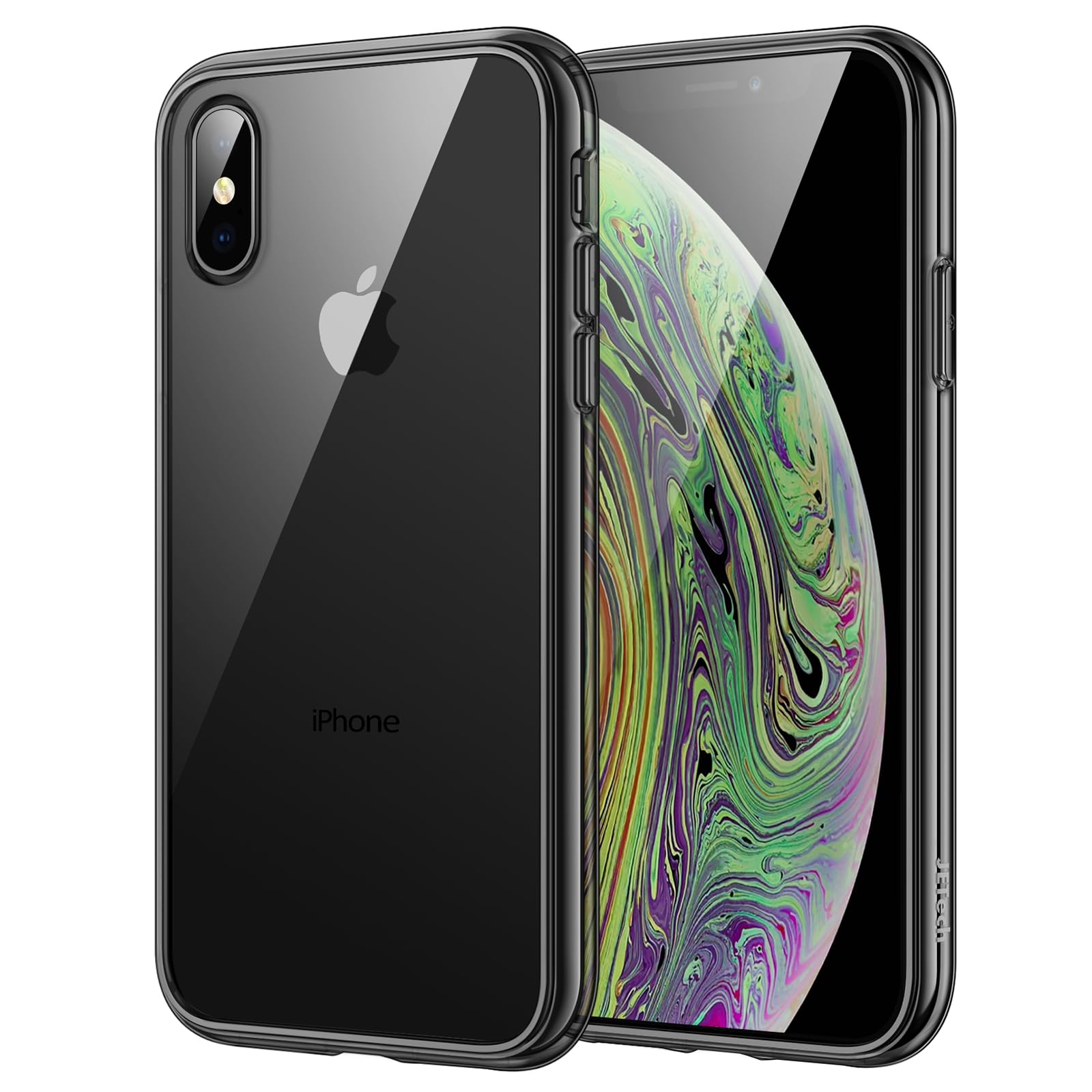 JETech Case for iPhone Xs and iPhone X 5.8-Inch, Shockproof Phone Bumper Cover, Anti-Scratch Clear Back (Black)