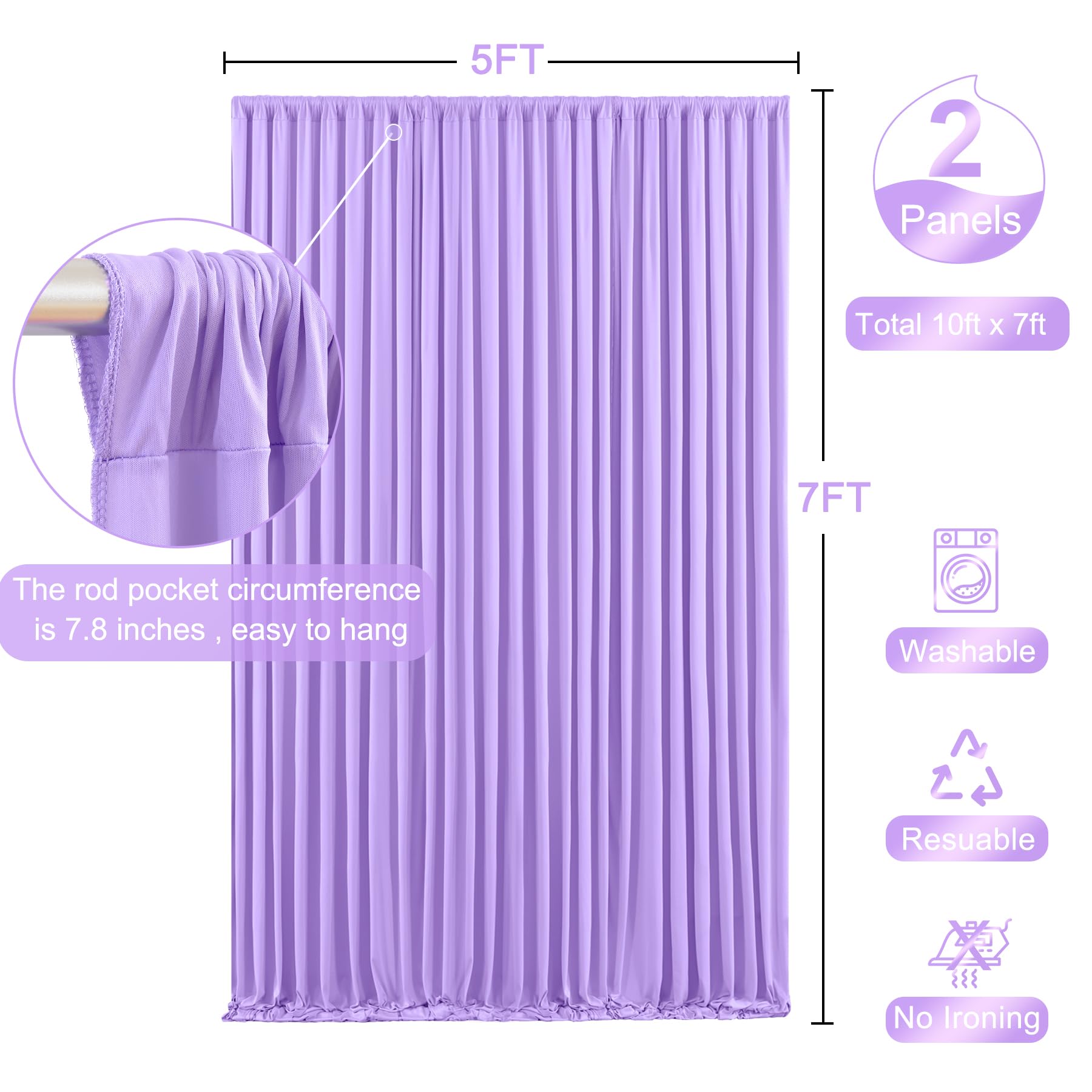 Lavender Backdrop Curtain For Parties Wedding Wrinkle Free Light Purple Photo Curtains Backdrop Drapes Fabric Decoration For Bab