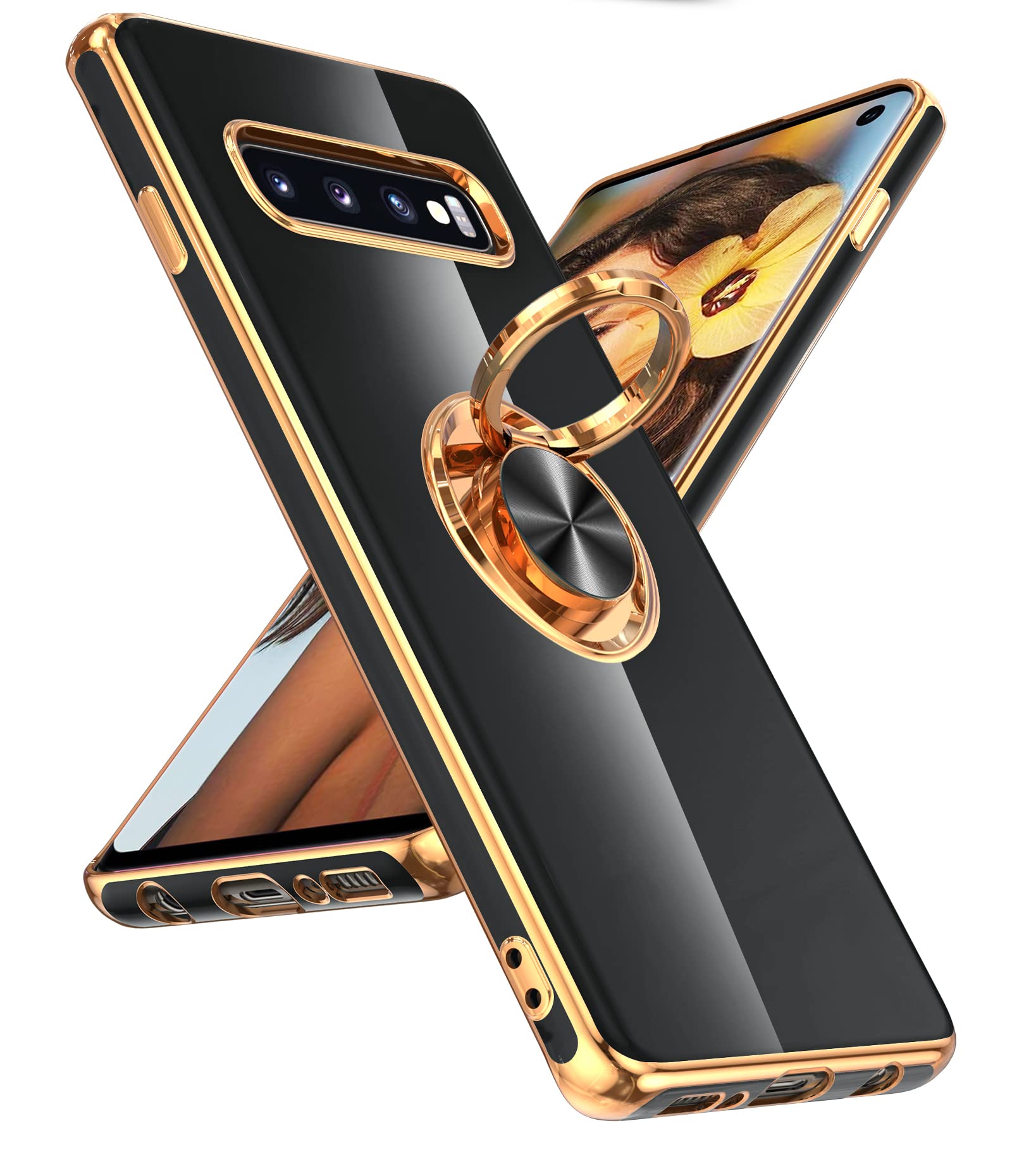 Leyi For Samsung Galaxy S10 Case: With 360 Rotatable Ring Holder Kickstand [Compatible With Magnetic Car Mount], Soft Tpu Shockp