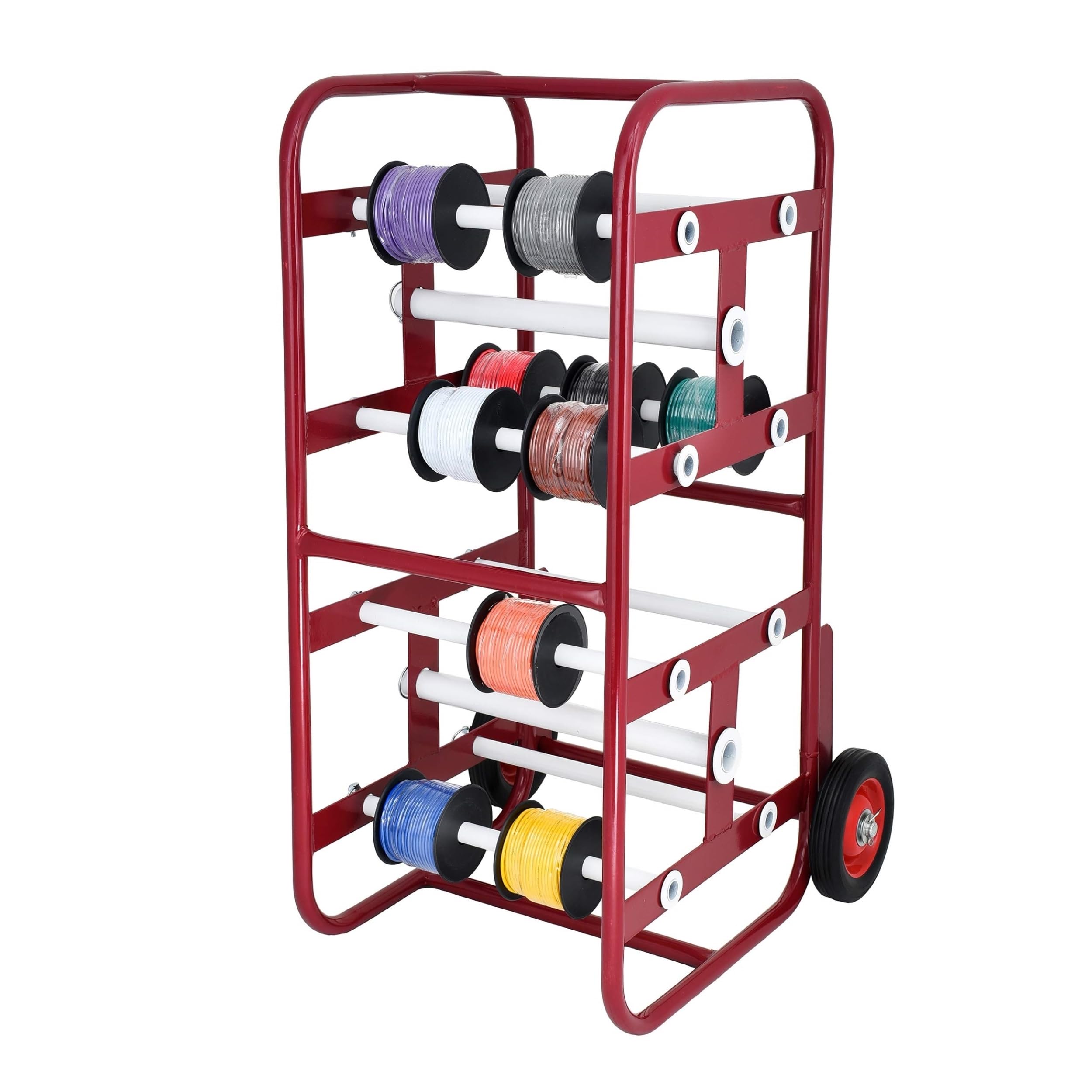 AdirPro Transportable Multiple Axle Cable Caddy - Multi-Spool Wire Rack Dispenser - Easy Use Cable Holder & Distribution - For W