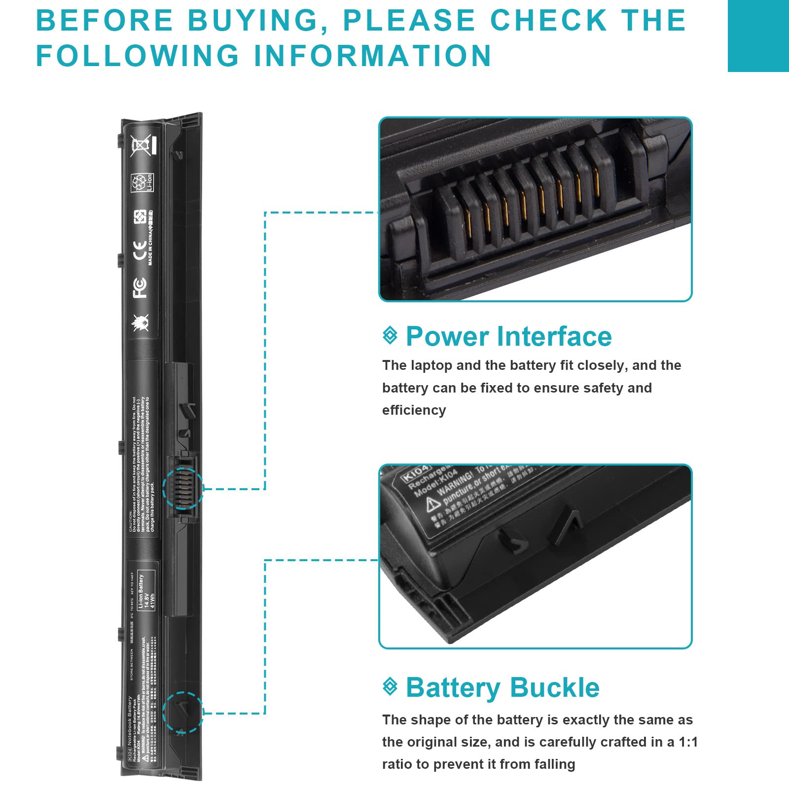 800049 001 Ki04 Battery For Hp Pavilion15 Ab 15 An 17 G 15T Ab100 17T G100 Series 15 Ab143Cl 15 Ab223Cl 15 Ab153Nr 15 An044Nr 14