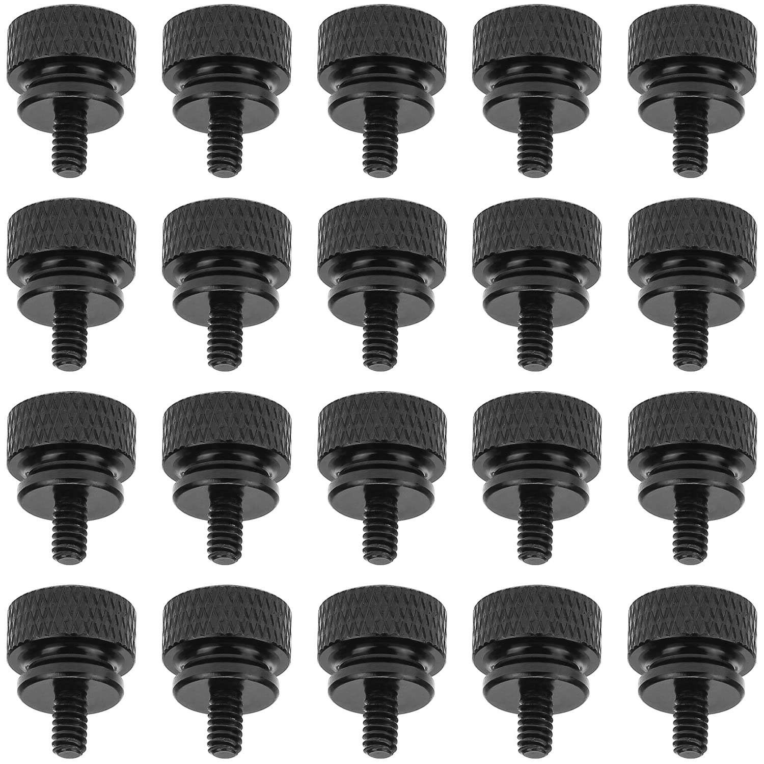 Helifouner 20 Pieces 6 32 Thread, Black Color Anodized Aluminum Computer Case Thumbscrews, Thumb Screws For Computer Case/Cover/
