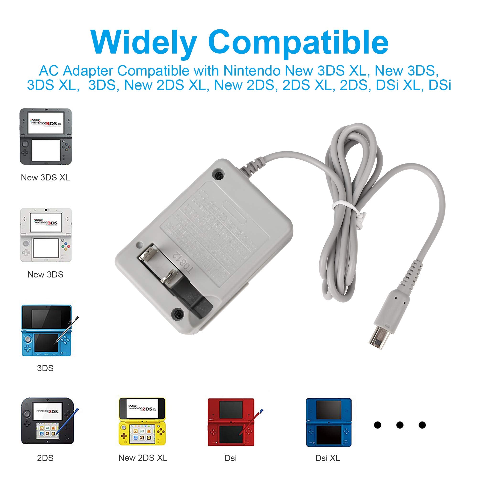 3Ds Charger, Dsi Charger, Power Supply Replacement For Nintendo 3Ds, 3Ds Xl, 2Ds, 2Ds Xl, Dsi, Dsi Xl Charger Ac Adapter(100-240