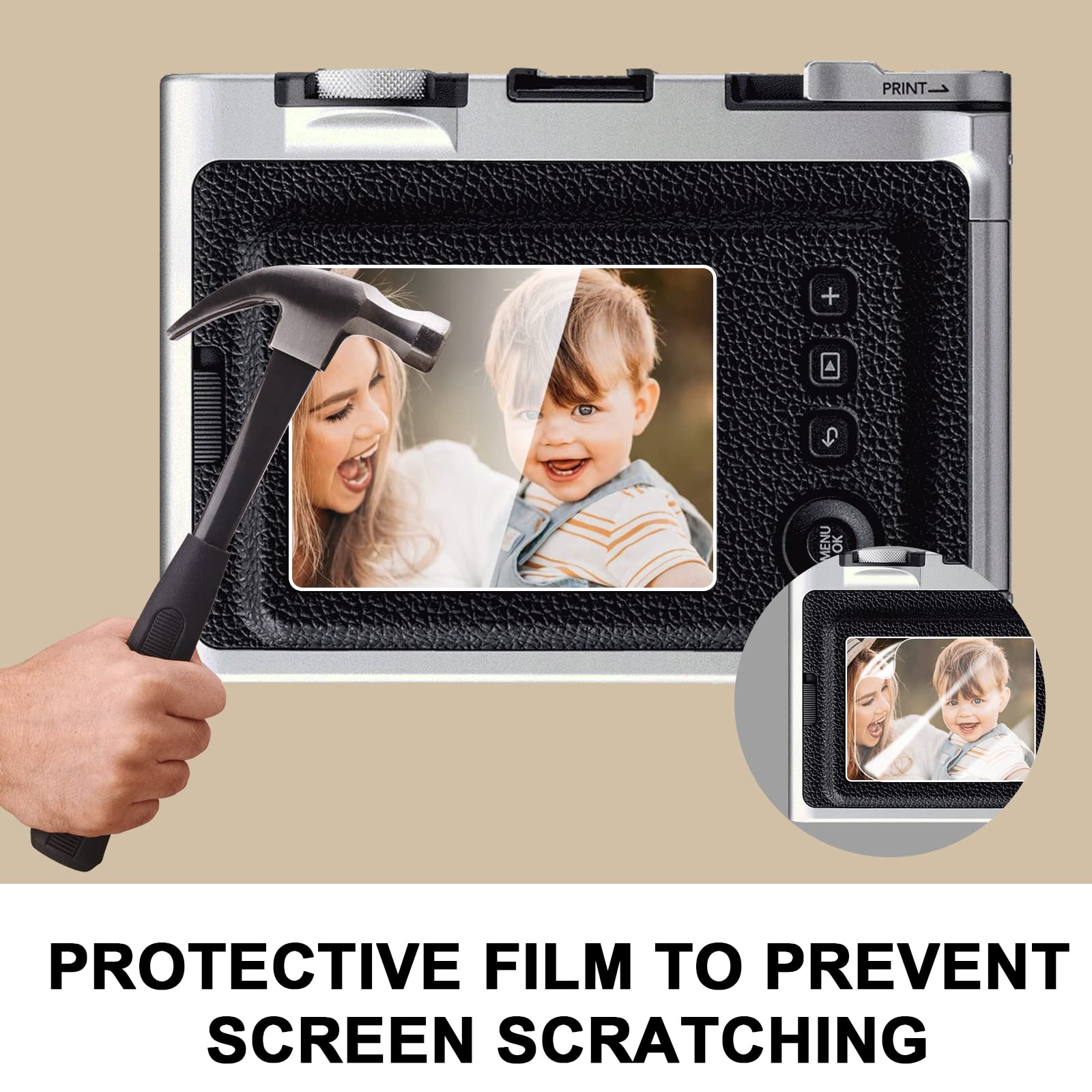 Caiyoule Mini Evo Lens Cap, Fuji Instax Mini Evo Accessories Include Aluminum Lens Cover, Screen Protector And Mini Photo Album,