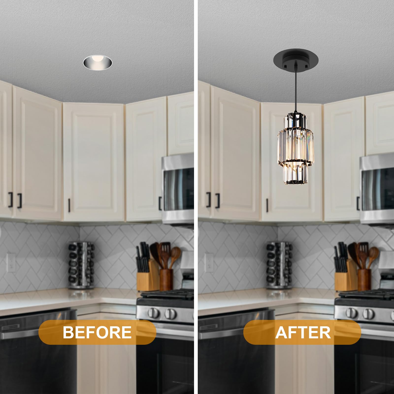 Yiizon R5 And 6 Recessed Can Light Conversion Kit, Ceiling Light Fixture Upgrade, Pendant & Hanging, 7 Inch Flat Steel Ceiling M
