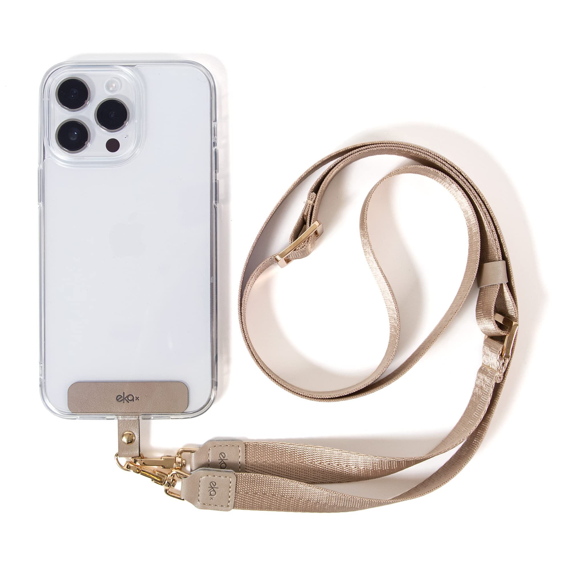 Ekax Adjustable Nylon Lanyard With Double Hook & Pu Leather Clip, Universal Cell Phone Lanyard, Neck Hanging Adjustable Shoulder