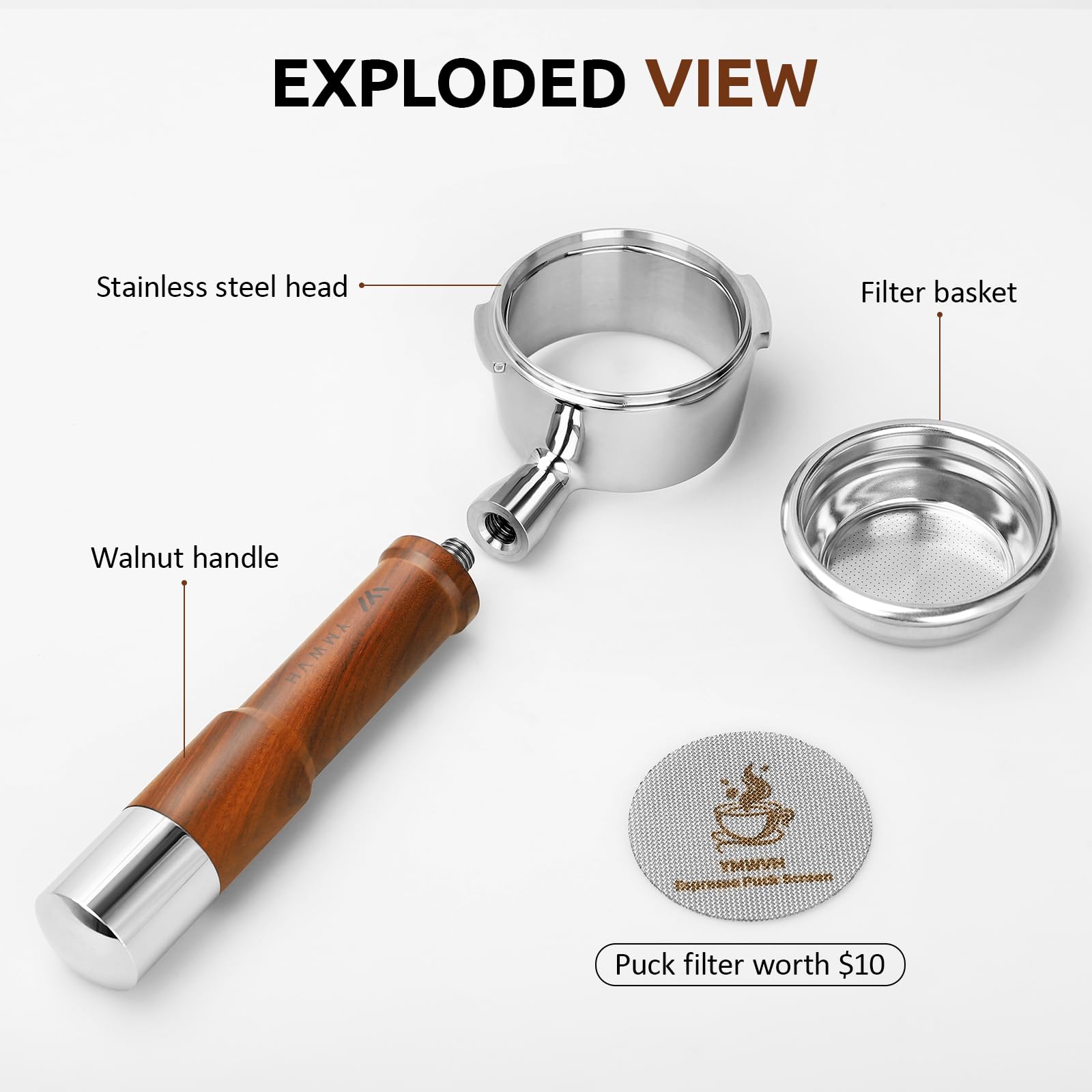 58Mm Bottomless Portafilter Fits Gaggia Espresso Machines Professional 100% Stainless Steel Portafilter With 2 Ears  Not Suitabl