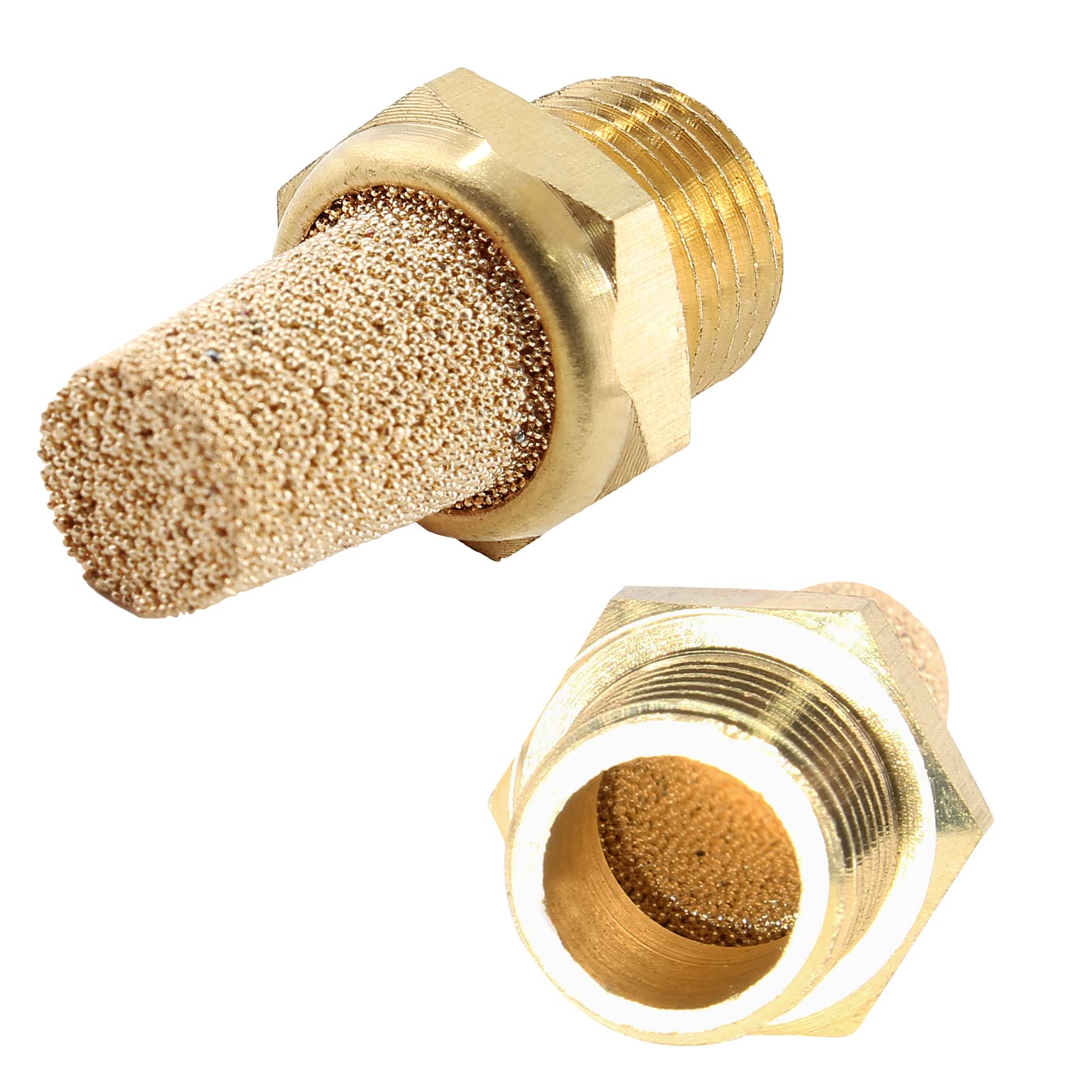 Jiozermi 12 Pcs Air Pneumatic Mufflers Silencer, Brass Pneumatic Exhaust Muffler, 1/8 Npt Male Air Silencer Fitting