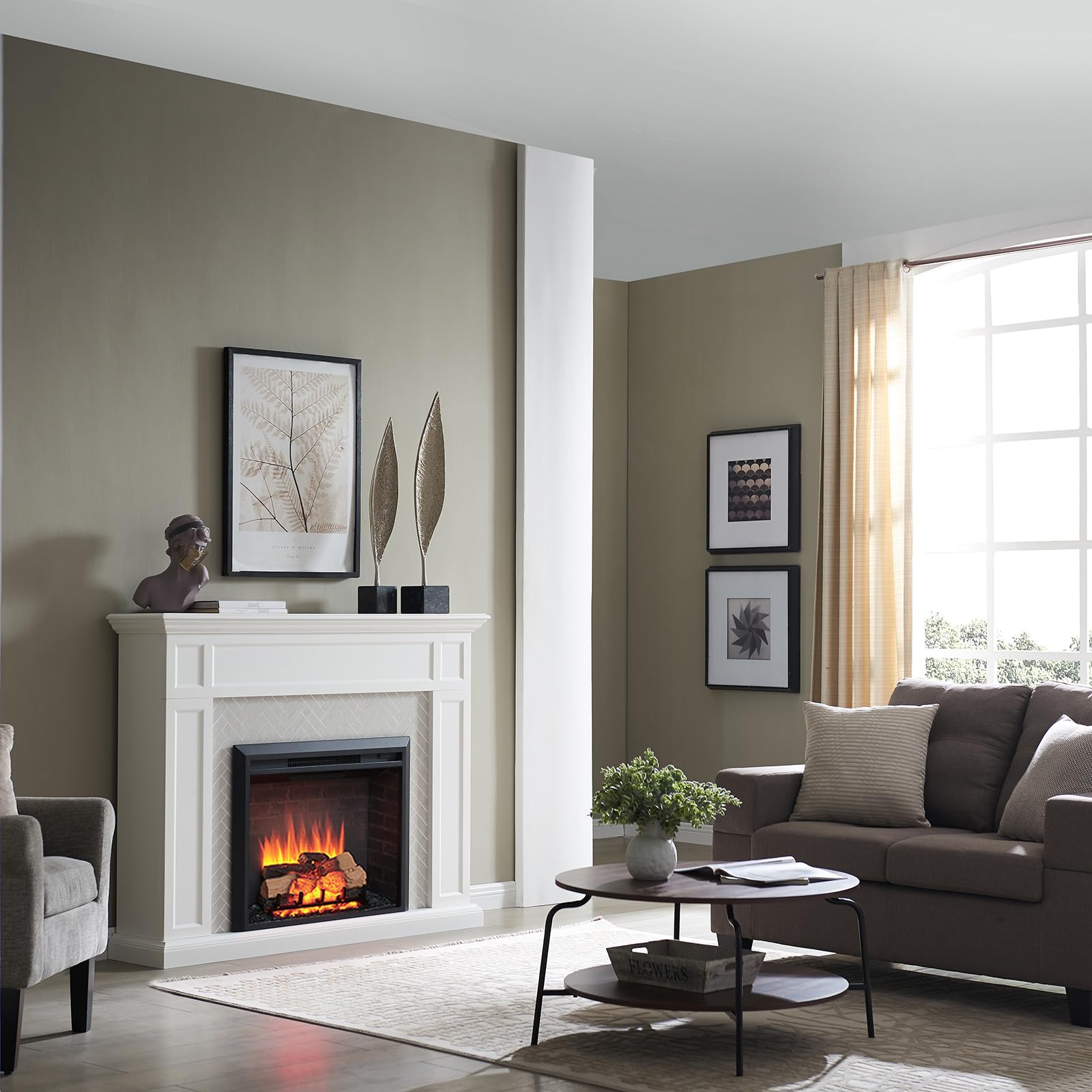 Legendflame Carl 30 W Electric Fireplace Insert (Ef263), Fireplace Heater 750/1500W, Fire Crackling Sound, Remote Control