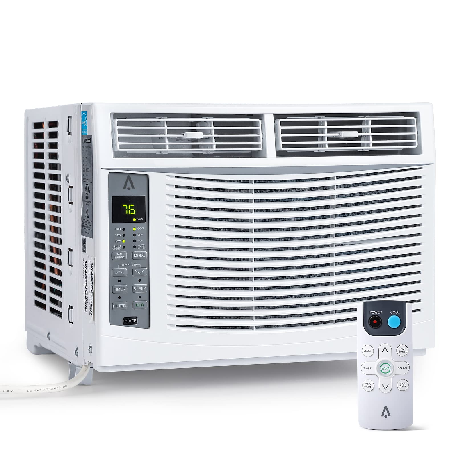 6000 BTU Window Air Conditioner, Smart WiFi AC Unit with Remote Control & Digital Display, Quiet Cooling for Small Rooms up to 2