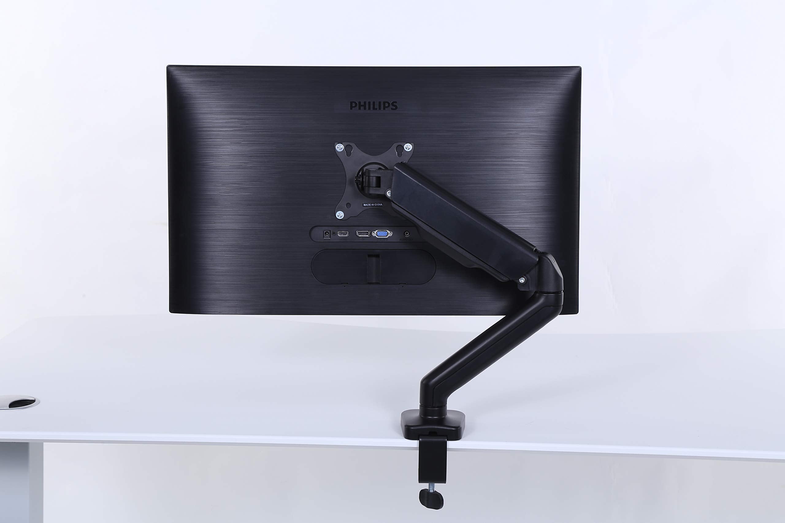 Apexdesk Single Monitor Arm Desk Mount   Adjustable Height Gas Spring   Vesa Mount With C Clamp & Mounting Base   Computer Monit