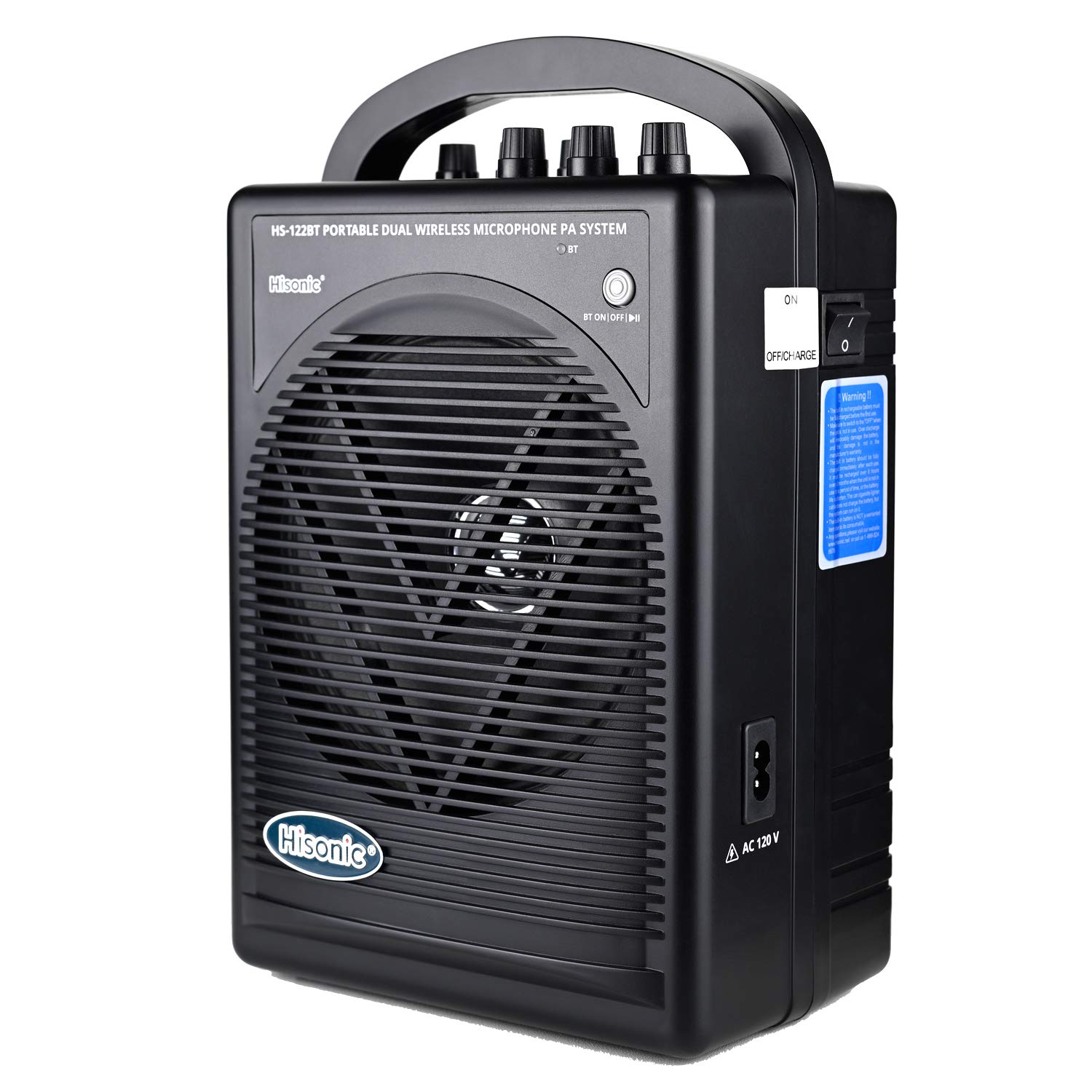 Hisonic Hs122Bt Hl Portable And Rechargeable Pa System With Dual Uhf Wireless Microphones & Bluetooth Connection