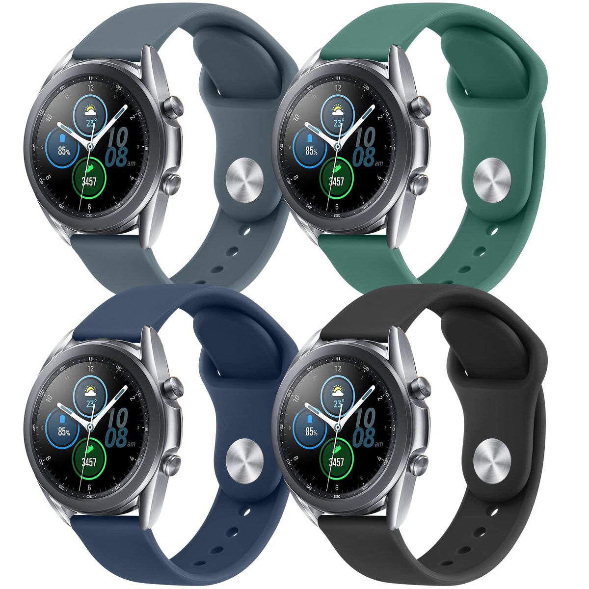 Wanme Bands For Samsung Galaxy Watch 3 Band 41Mm, Galaxy Watch 4/4 Classic, Galaxy Watch 5/5 Pro Bands Women Men, 4 Pack 20Mm So