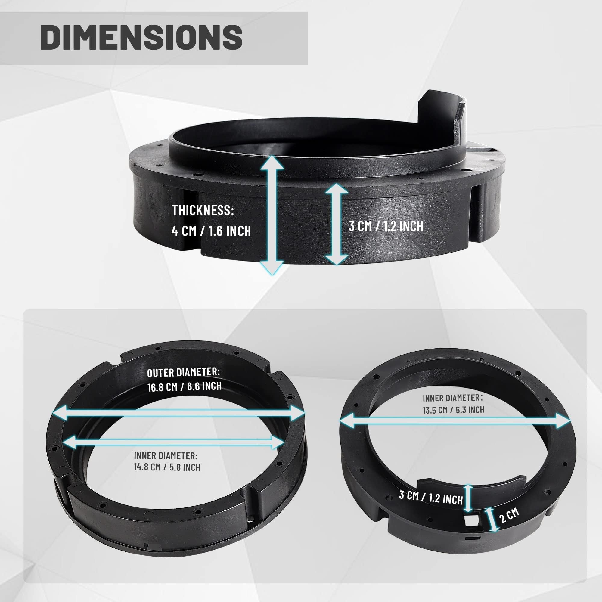 Nuith 6.5 Inch Speaker Adapters Plate Spacer For Vw 1999 2019, Porsche 2000 2006, Skoda 2005 2013, Seat 1999 2005 Aftermarket Fr