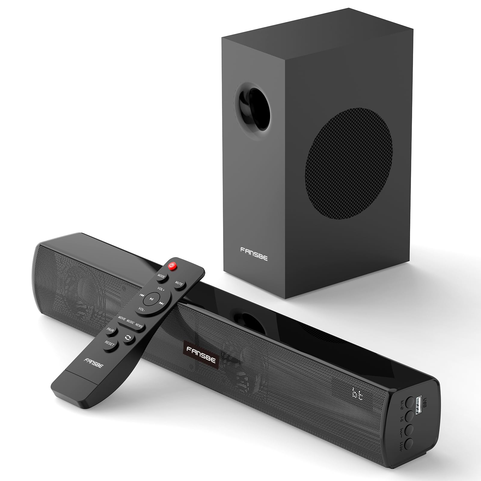 TV Sound Bar Subwoofer Bluetooth, Home Theater Sound Bar System, TV Speakers Sounds Bars Subwoofer, Hdmi(ARC) OPT COAX AUX USB 2